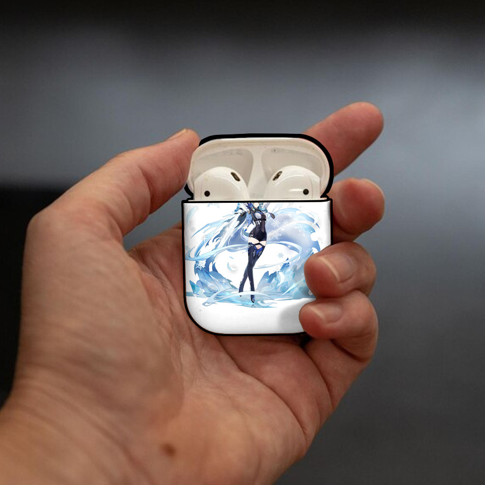 げんし神 优菈 ゆうら genshin Yūra AirPods 第2世代保護ケース ハードシェル ブラック 耐衝撃・防指紋・カラビナ付き