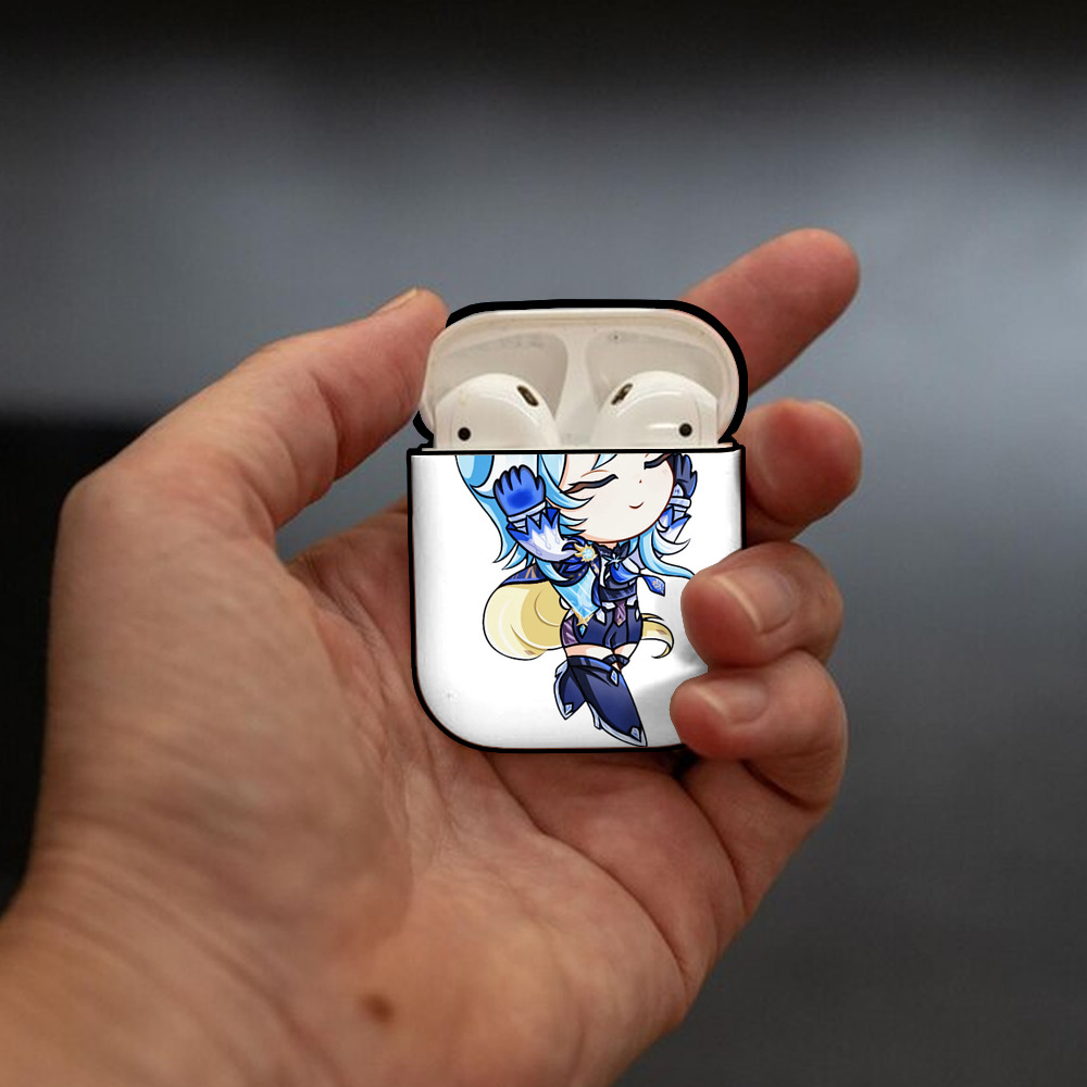 げんし神 优菈 ゆうら genshin Yūra AirPods 第2世代保護ケース ハードシェル ブラック 耐衝撃・防指紋・カラビナ付き