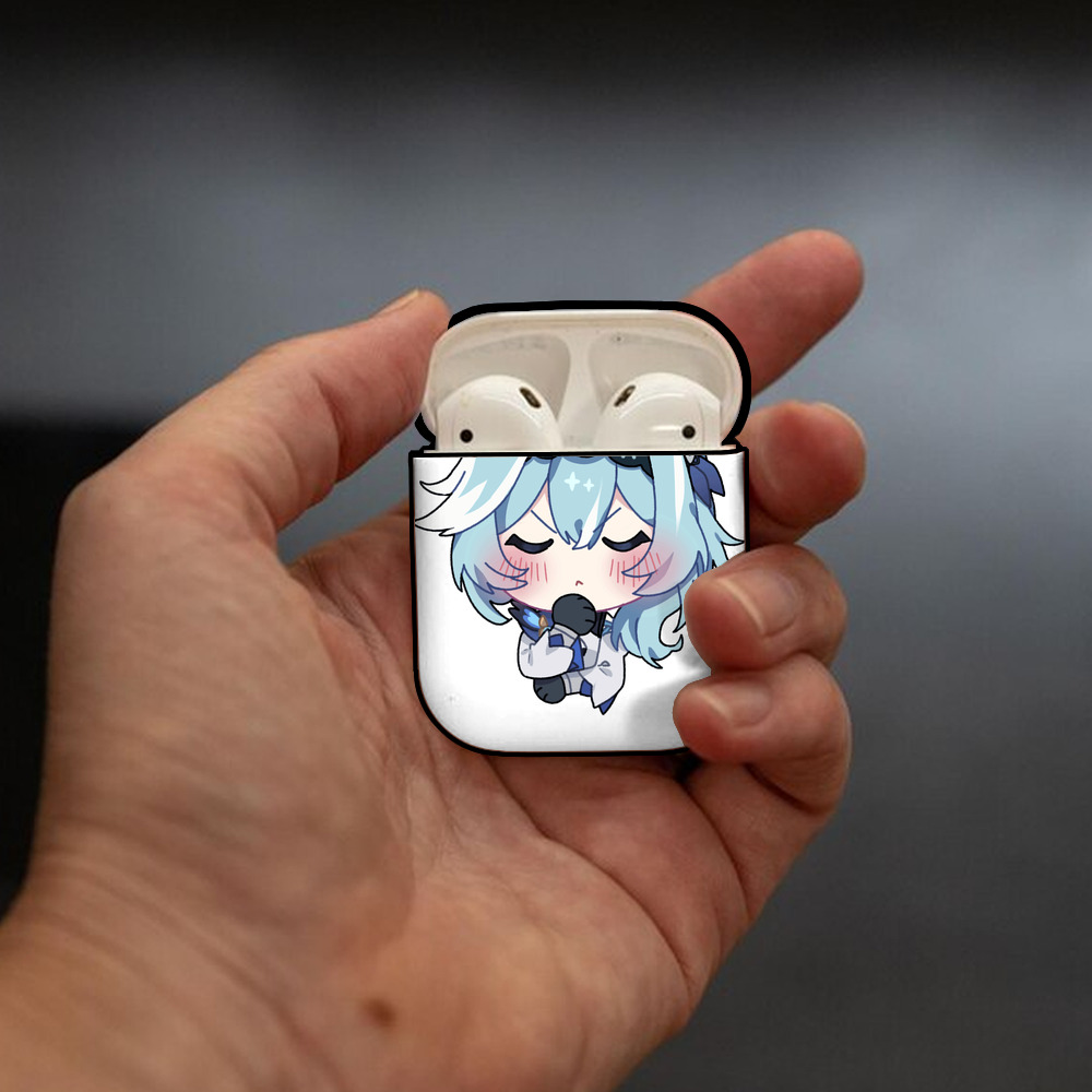 げんし神 优菈 ゆうら genshin Yūra AirPods 第2世代保護ケース ハードシェル ブラック 耐衝撃・防指紋・カラビナ付き