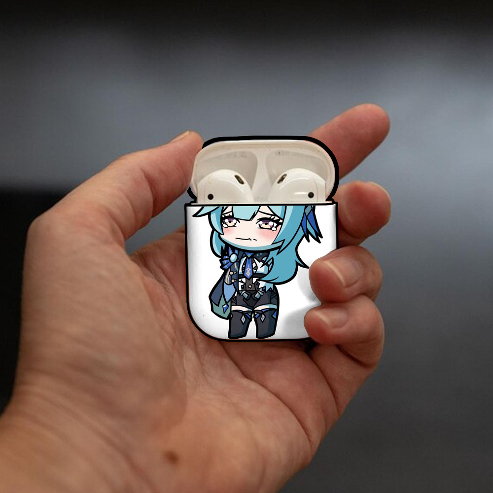げんし神 优菈 ゆうら genshin Yūra AirPods 第2世代保護ケース ハードシェル ブラック 耐衝撃・防指紋・カラビナ付き
