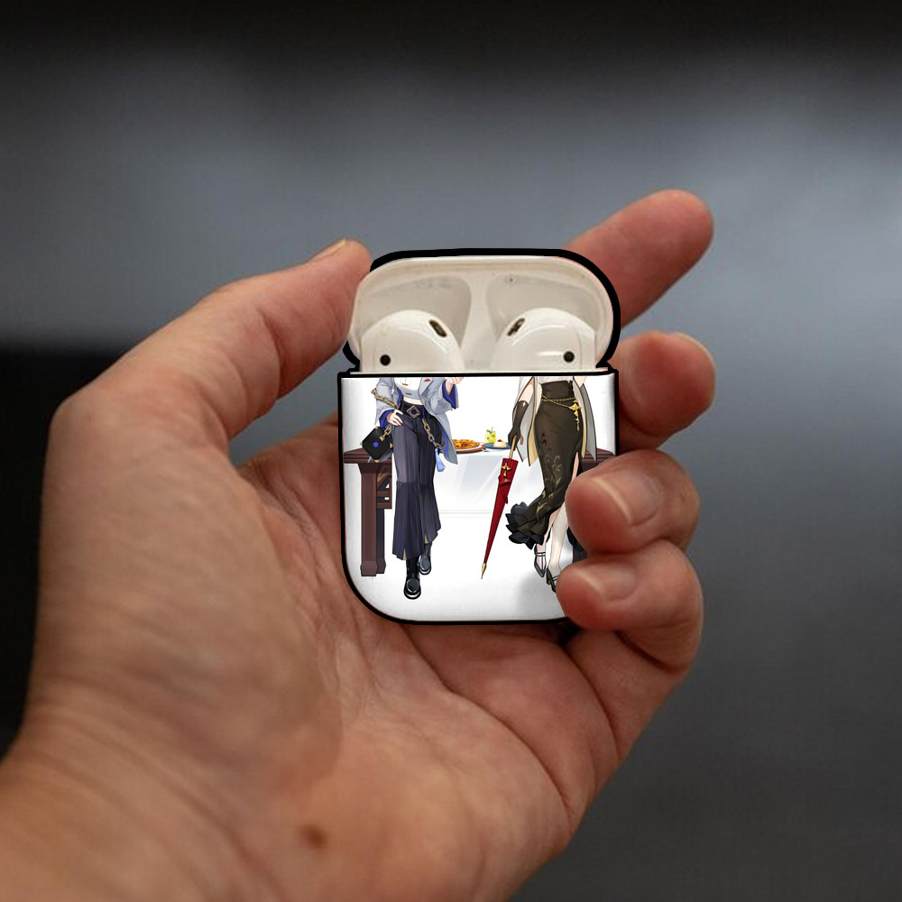 げんし神 夜兰 やらん genshin Yaran AirPods 第2世代保護ケース ハードシェル ブラック 耐衝撃・防指紋・カラビナ付き