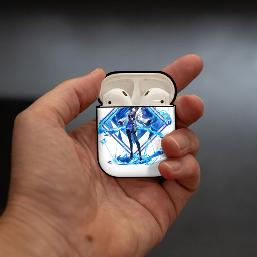 げんし神 夜兰 やらん genshin Yaran AirPods 第2世代保護ケース ハードシェル ブラック 耐衝撃・防指紋・カラビナ付き