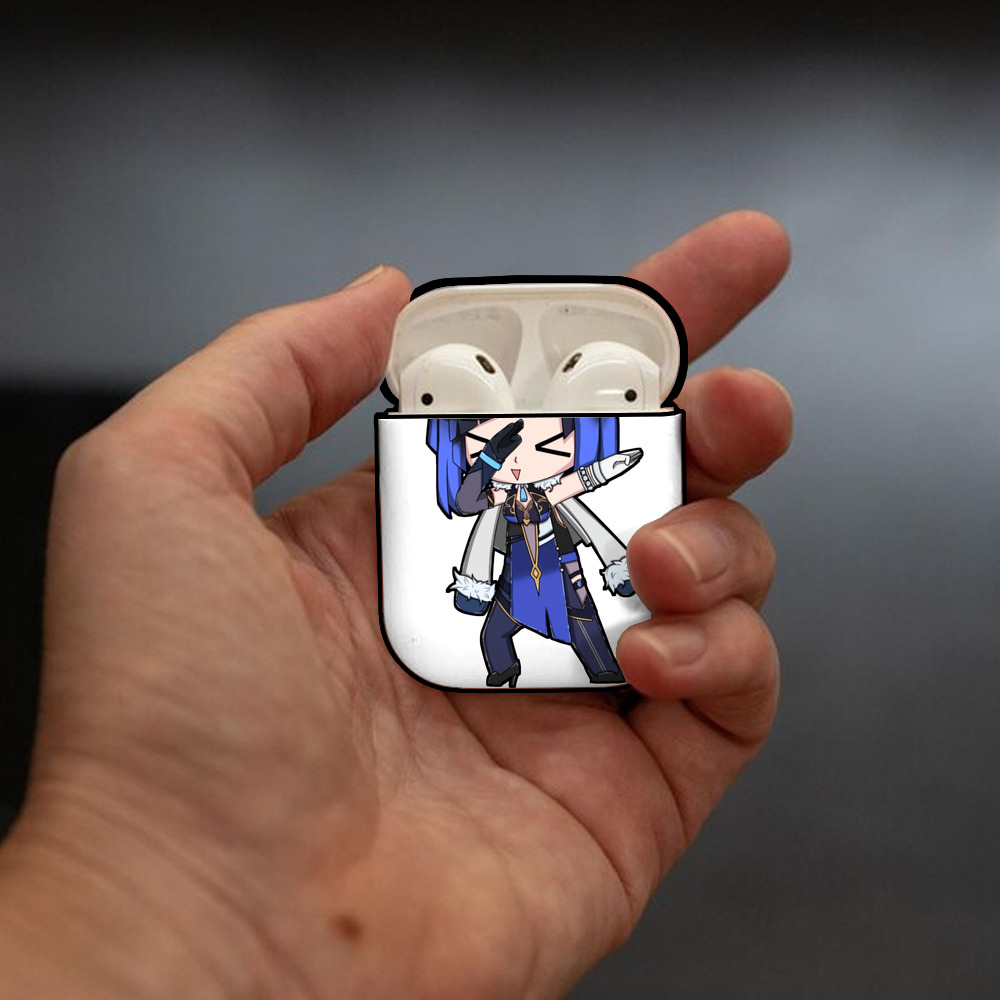 げんし神 夜兰 やらん genshin Yaran AirPods 第2世代保護ケース ハードシェル ブラック 耐衝撃・防指紋・カラビナ付き