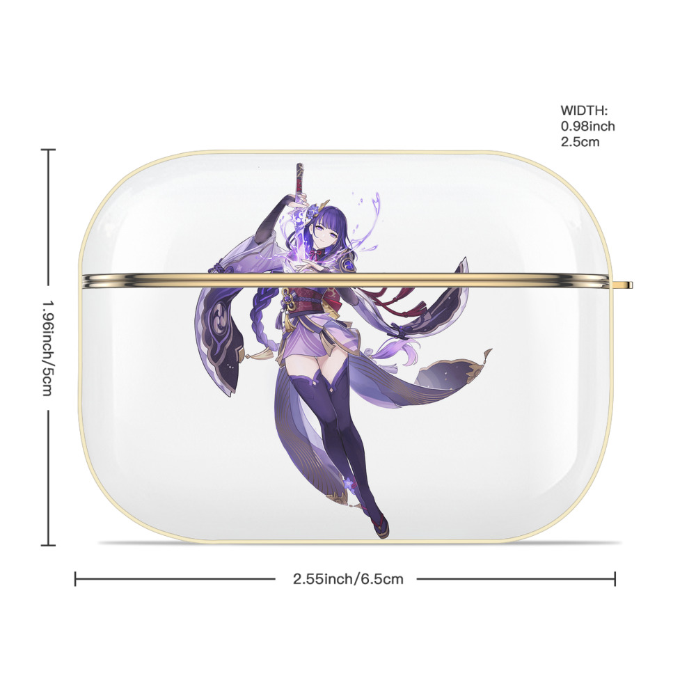 げんし神 雷電将軍 らいでんしょうぐん genshin Raiden Shogun 【AirPods Pro用】ハードシェル保護ケース｜耐衝撃・防指紋・カラビナ付き商品仕様