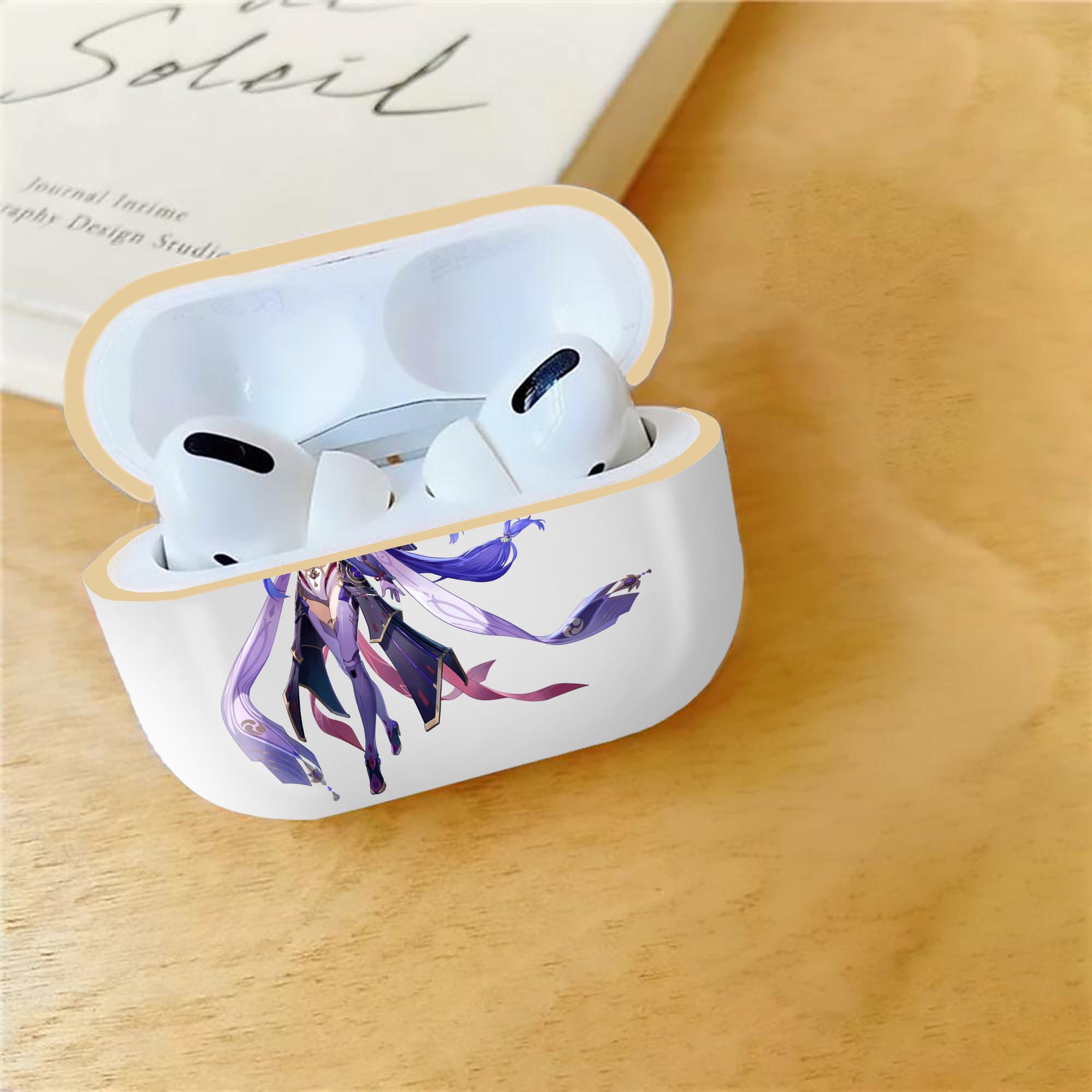 げんし神 雷電将軍 らいでんしょうぐん genshin Raiden Shogun 【AirPods Pro用】ハードシェル保護ケース｜耐衝撃・防指紋・カラビナ付き商品仕様