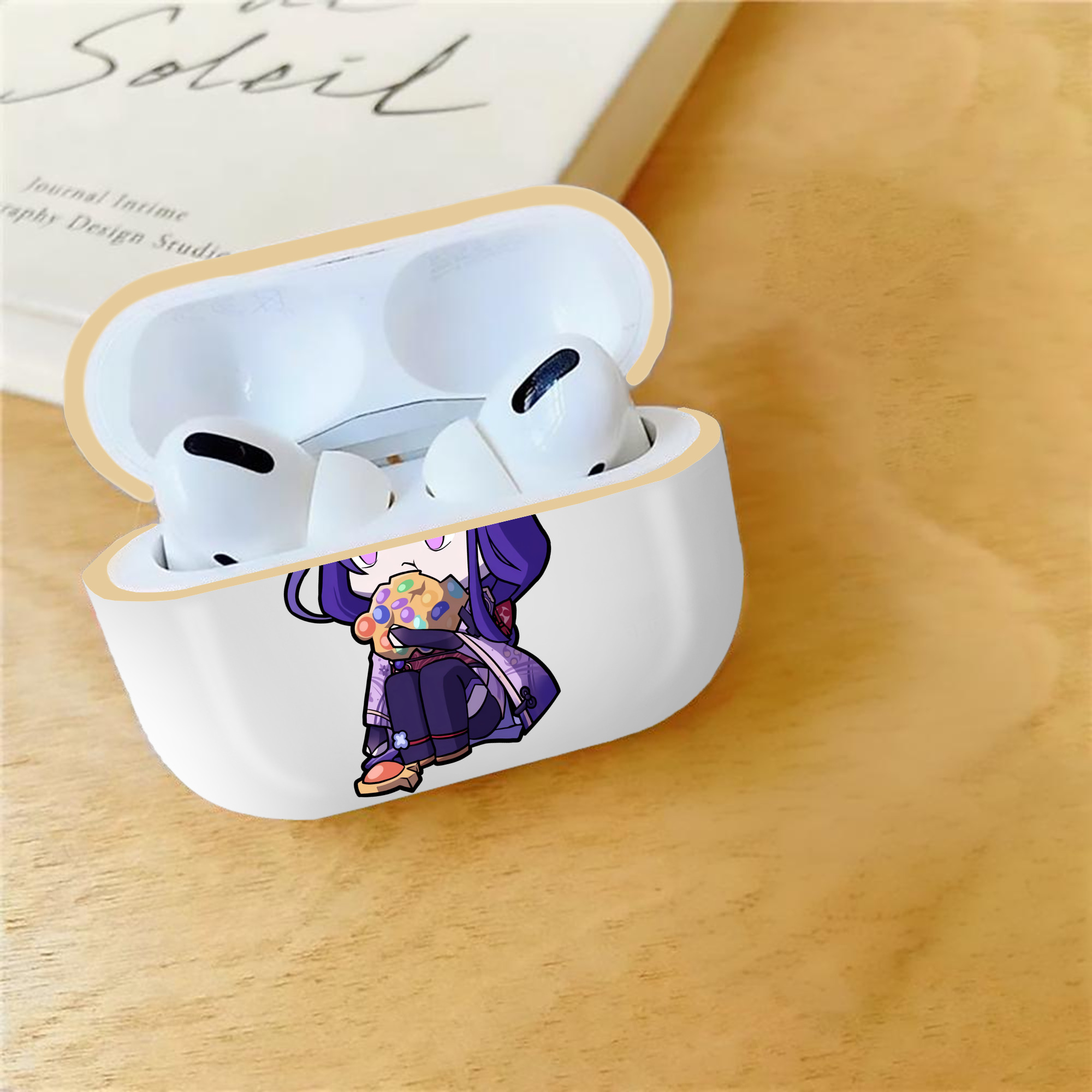 げんし神 雷電将軍 らいでんしょうぐん genshin Raiden Shogun 【AirPods Pro用】ハードシェル保護ケース｜耐衝撃・防指紋・カラビナ付き商品仕様