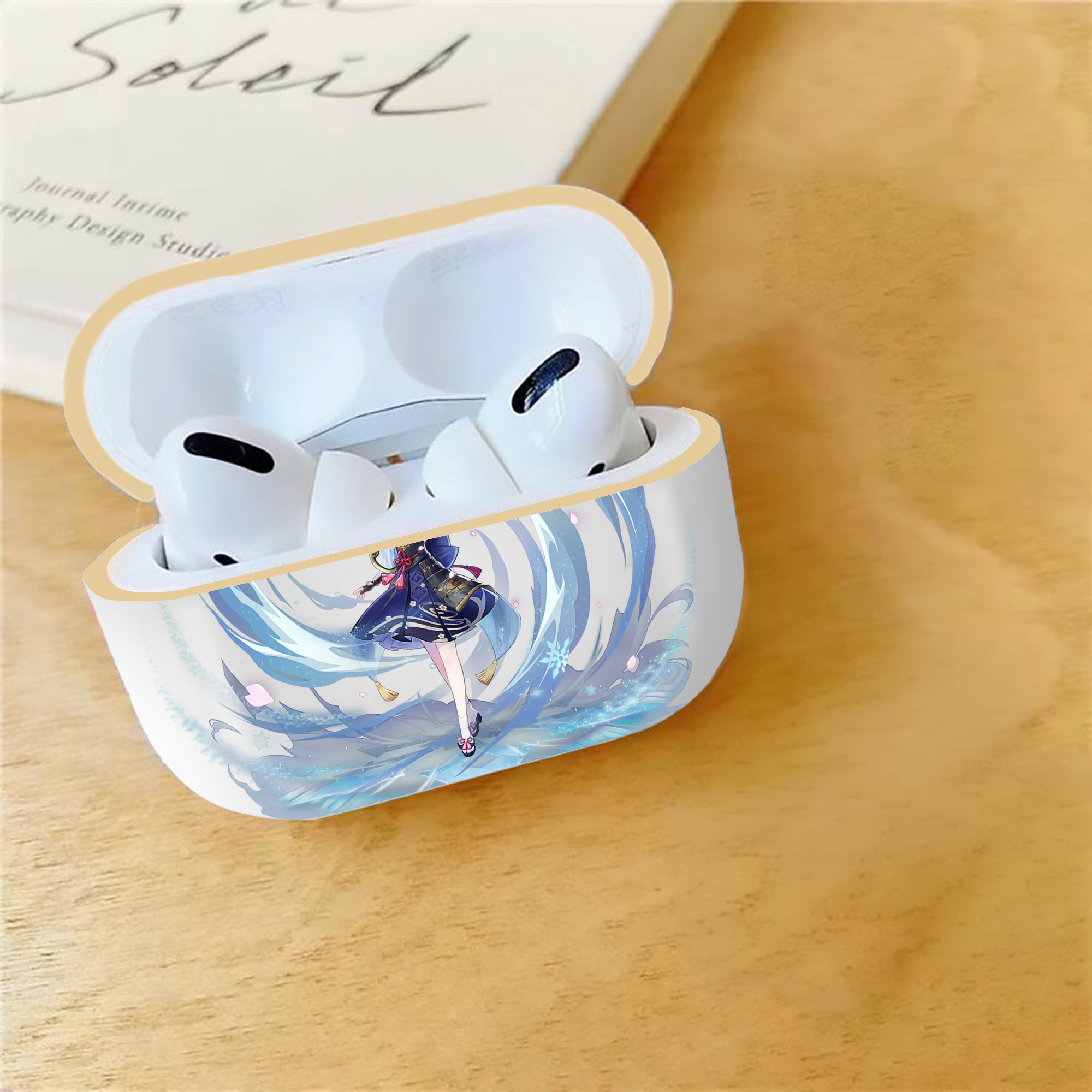 げんし神 神里綾華 神宮寺レン genshin Kamimiya Ren 【AirPods Pro用】ハードシェル保護ケース｜耐衝撃・防指紋・カラビナ付き商品仕様