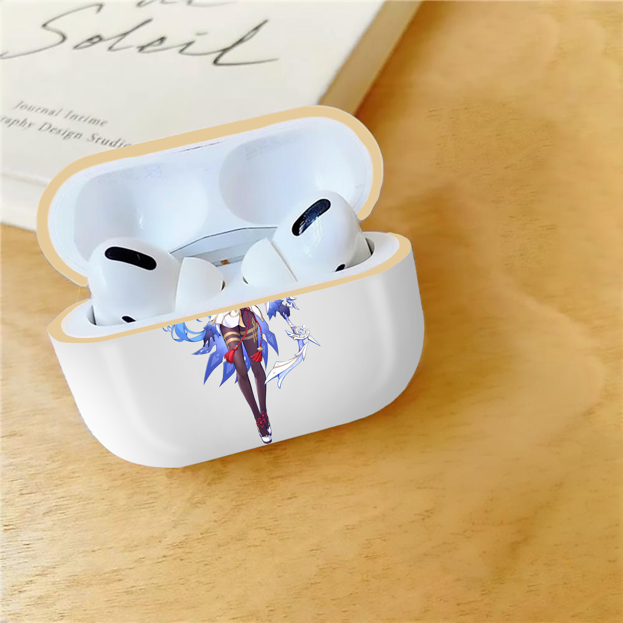 げんし神 甘雨 かんう genshin Ganyu 【AirPods Pro用】ハードシェル保護ケース｜耐衝撃・防指紋・カラビナ付き商品仕様