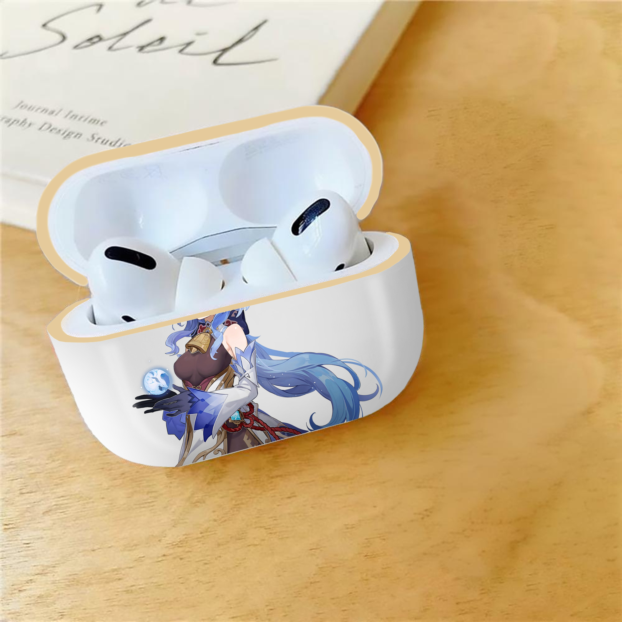 げんし神 甘雨 かんう genshin Ganyu 【AirPods Pro用】ハードシェル保護ケース｜耐衝撃・防指紋・カラビナ付き商品仕様