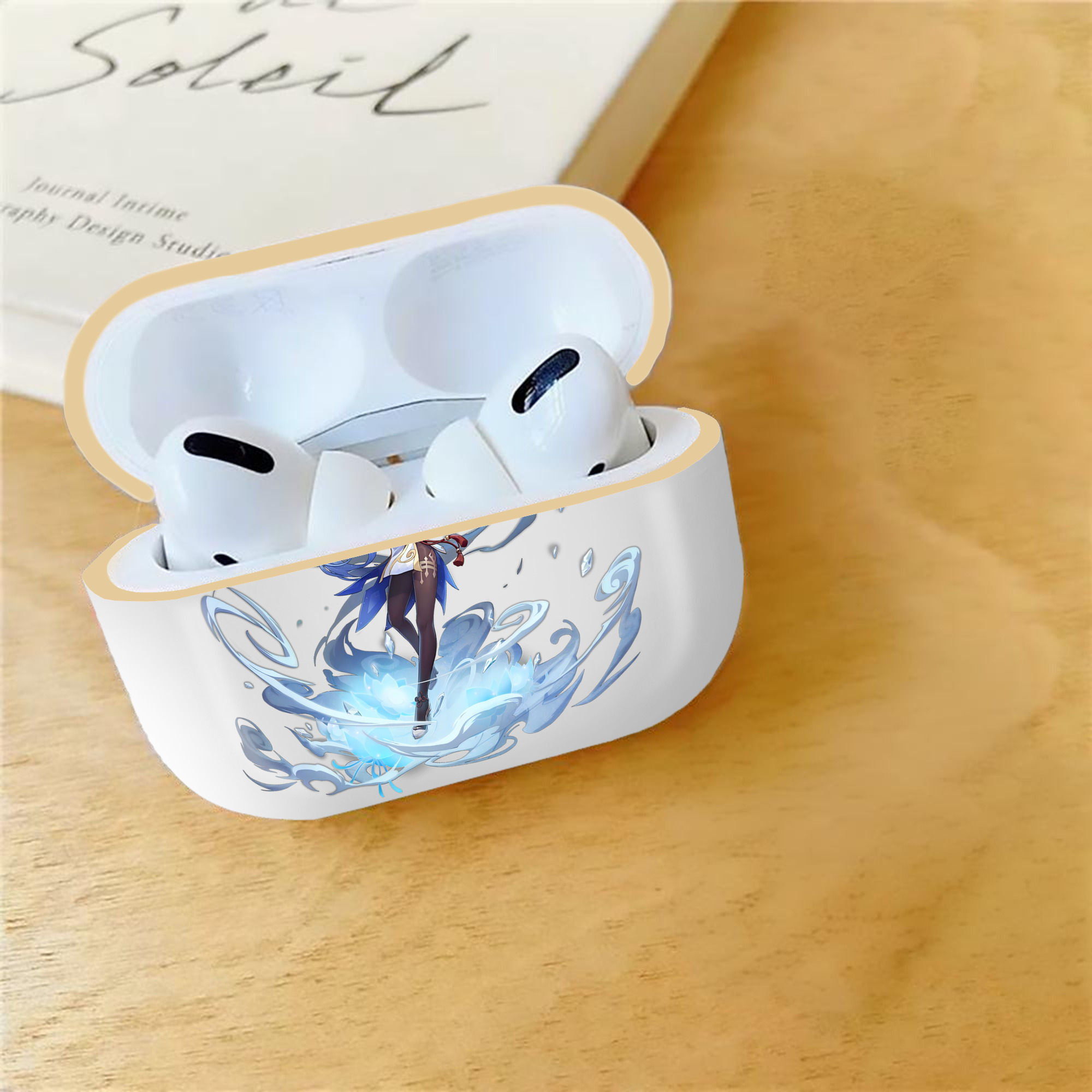 げんし神 甘雨 かんう genshin Ganyu 【AirPods Pro用】ハードシェル保護ケース｜耐衝撃・防指紋・カラビナ付き商品仕様