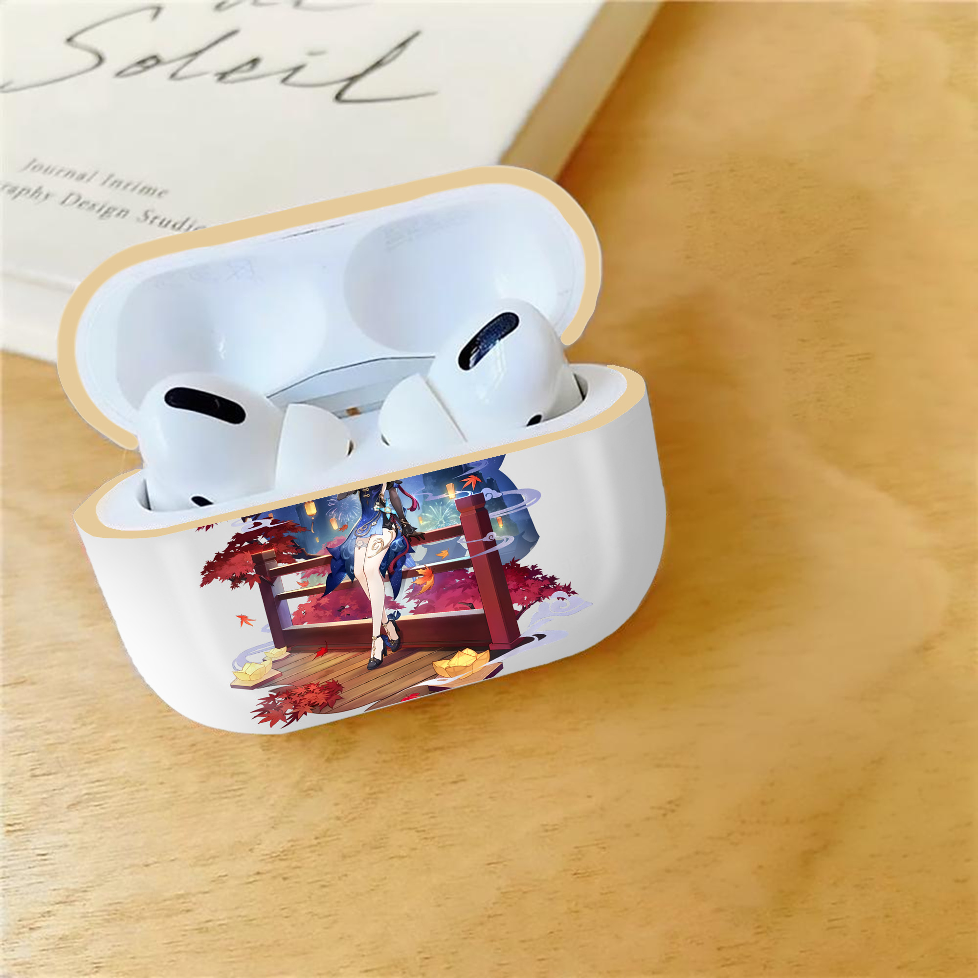 げんし神 甘雨 かんう genshin Ganyu 【AirPods Pro用】ハードシェル保護ケース｜耐衝撃・防指紋・カラビナ付き商品仕様