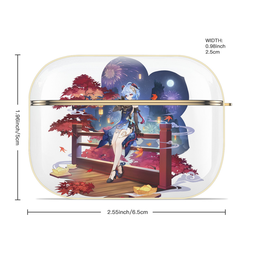 げんし神 甘雨 かんう genshin Ganyu 【AirPods Pro用】ハードシェル保護ケース｜耐衝撃・防指紋・カラビナ付き商品仕様