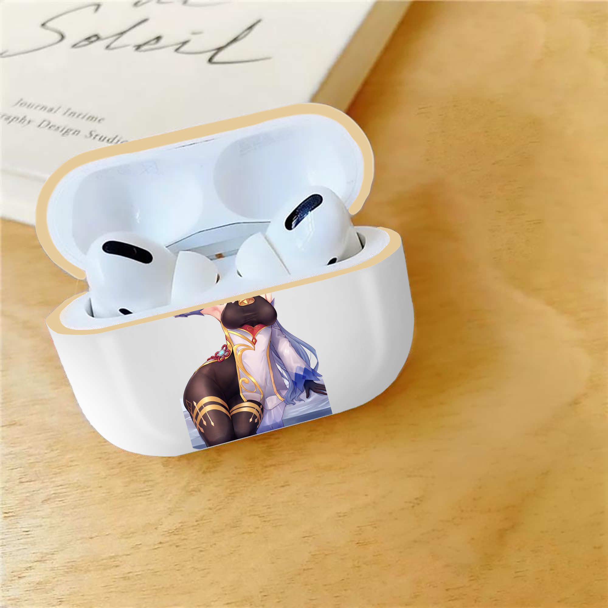 げんし神 甘雨 かんう genshin Ganyu 【AirPods Pro用】ハードシェル保護ケース｜耐衝撃・防指紋・カラビナ付き商品仕様