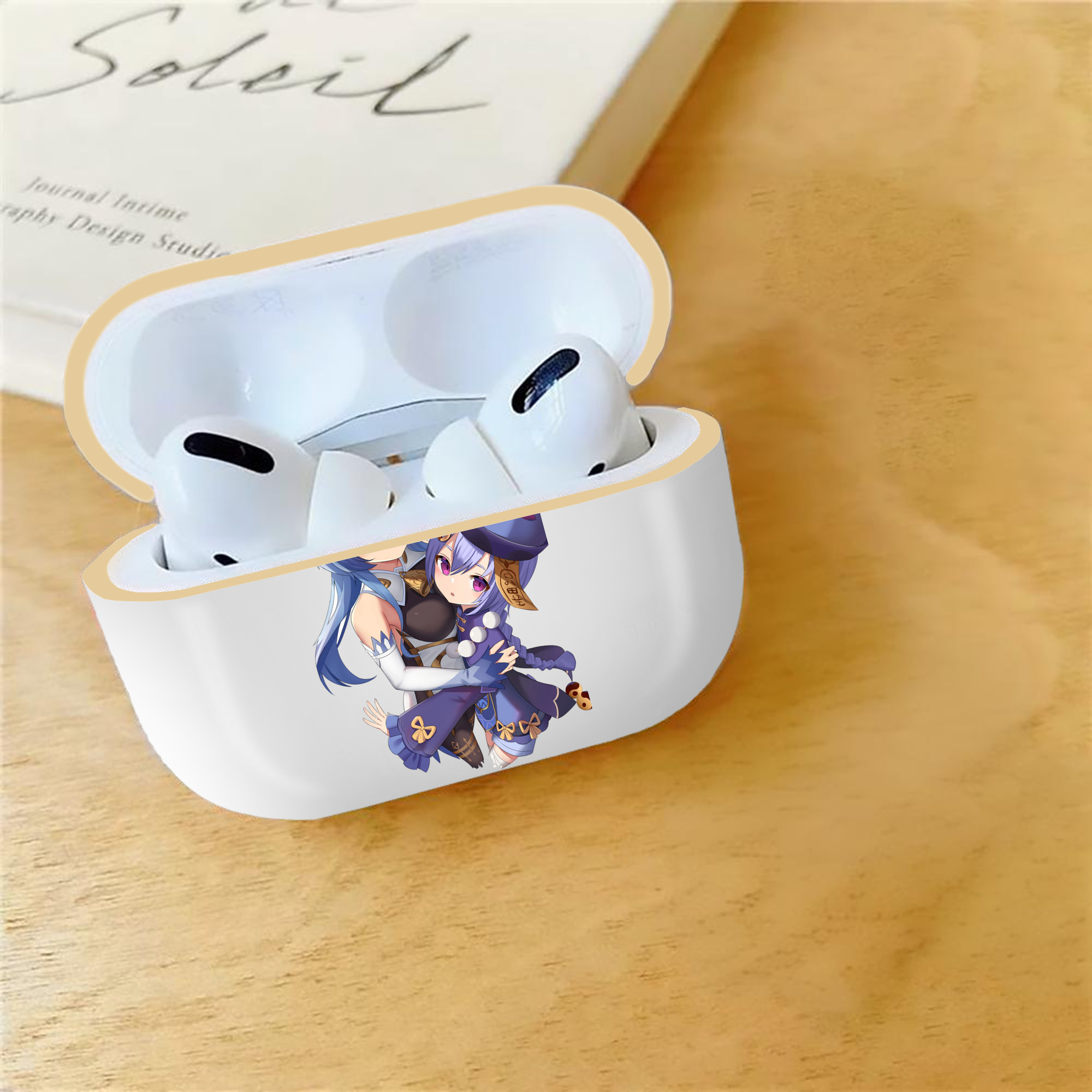 げんし神 甘雨 かんう genshin Ganyu 【AirPods Pro用】ハードシェル保護ケース｜耐衝撃・防指紋・カラビナ付き商品仕様