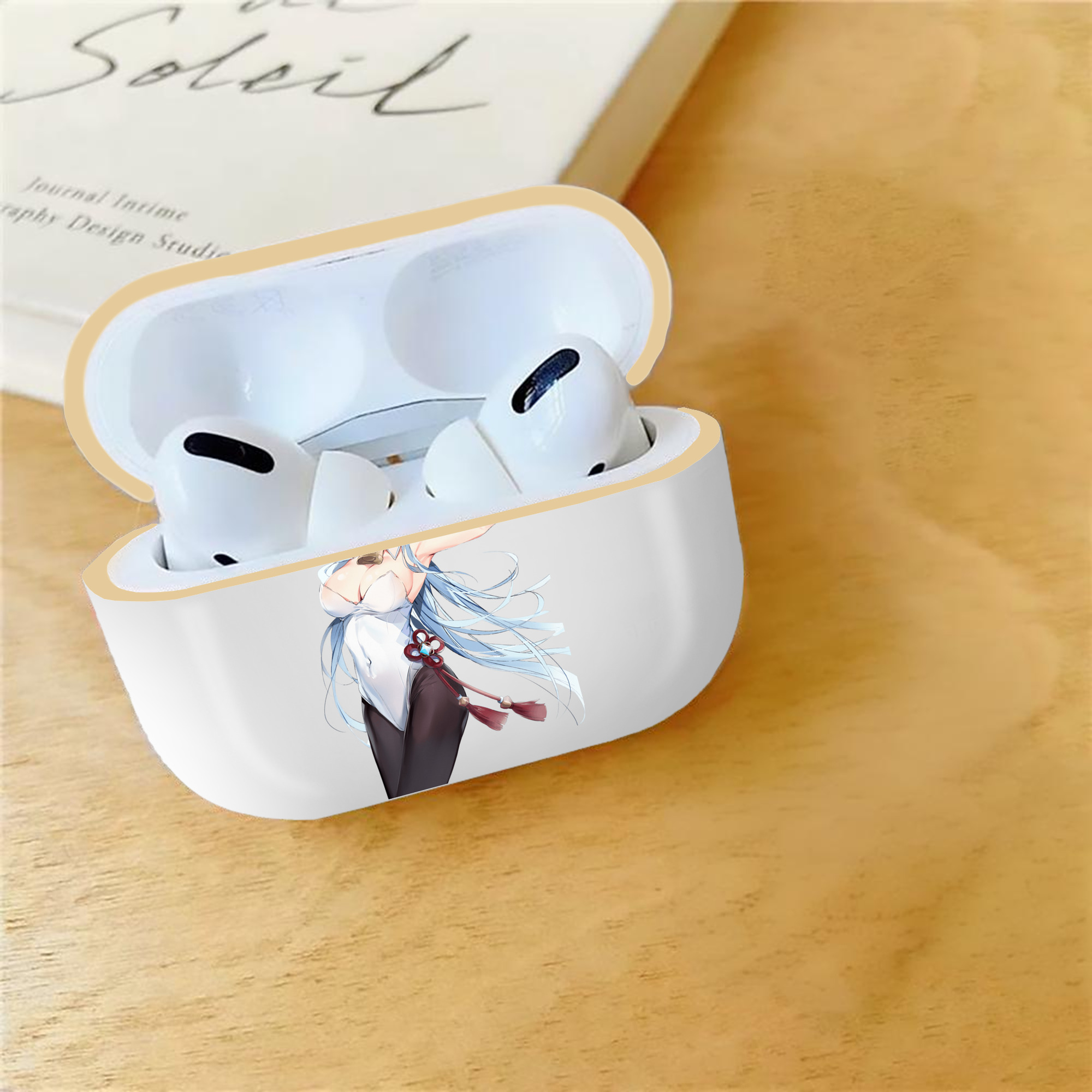 げんし神 甘雨 かんう genshin Ganyu 【AirPods Pro用】ハードシェル保護ケース｜耐衝撃・防指紋・カラビナ付き商品仕様