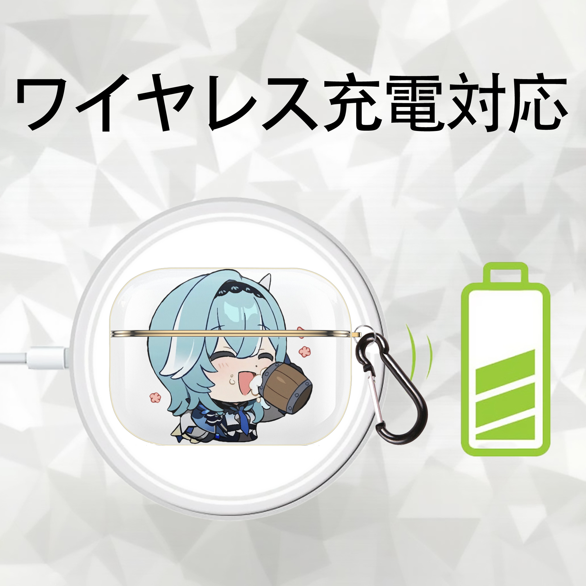げんし神 优菈 ゆうら genshin Yūra 【AirPods Pro用】ハードシェル保護ケース｜耐衝撃・防指紋・カラビナ付き商品仕様