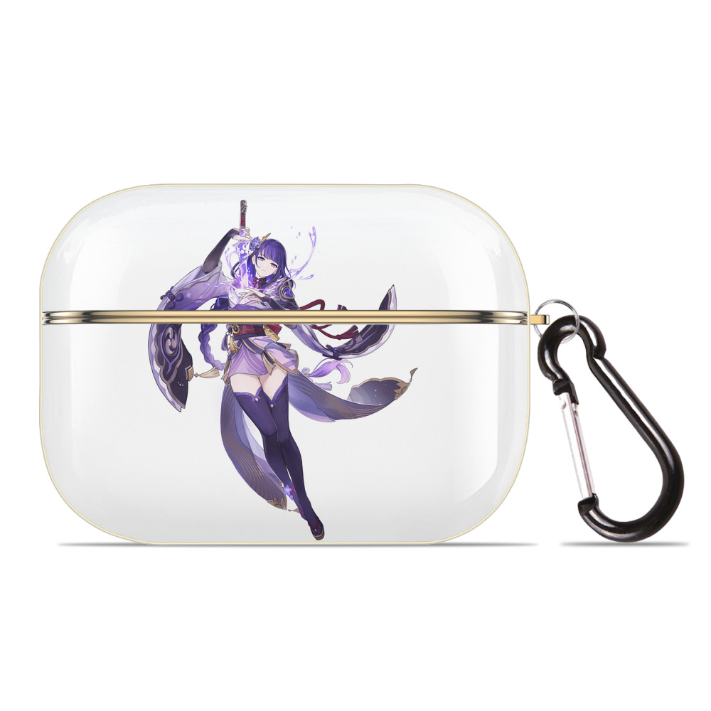 げんし神 雷電将軍 らいでんしょうぐん genshin Raiden Shogun 【AirPods Pro用】ハードシェル保護ケース｜耐衝撃・防指紋・カラビナ付き商品仕様