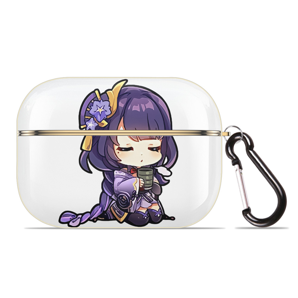 げんし神 雷電将軍 らいでんしょうぐん genshin Raiden Shogun 【AirPods Pro用】ハードシェル保護ケース｜耐衝撃・防指紋・カラビナ付き商品仕様