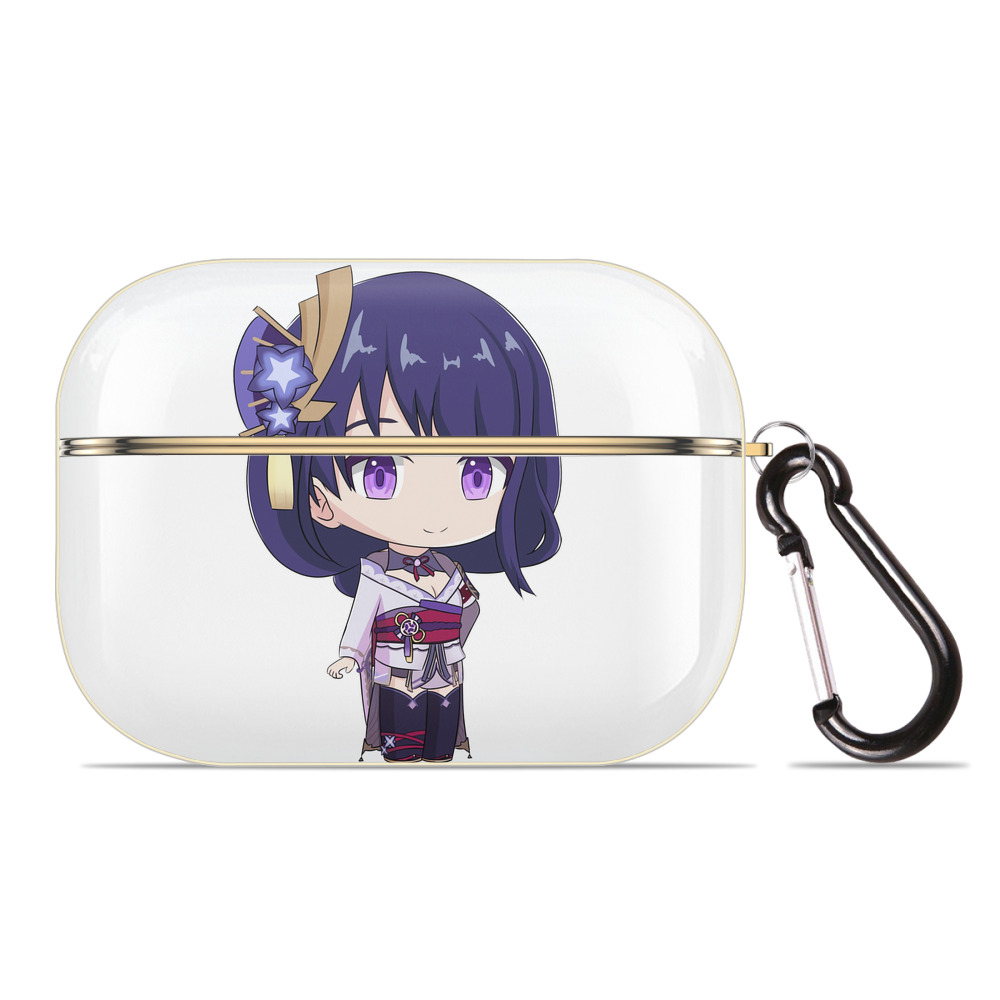 げんし神 雷電将軍 らいでんしょうぐん genshin Raiden Shogun 【AirPods Pro用】ハードシェル保護ケース｜耐衝撃・防指紋・カラビナ付き商品仕様