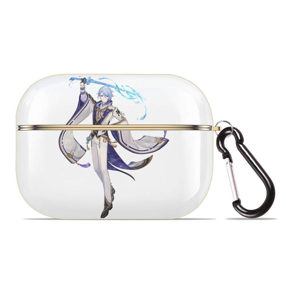 げんし神 神里綾人 かみさとあやと genshin Kamisato Ayato 【AirPods Pro用】ハードシェル保護ケース｜耐衝撃・防指紋・カラビナ付き商品仕様