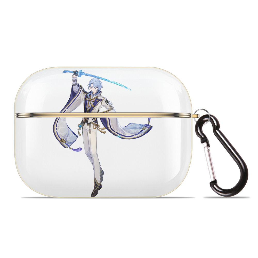 げんし神 神里綾人 かみさとあやと genshin Kamisato Ayato 【AirPods Pro用】ハードシェル保護ケース｜耐衝撃・防指紋・カラビナ付き商品仕様