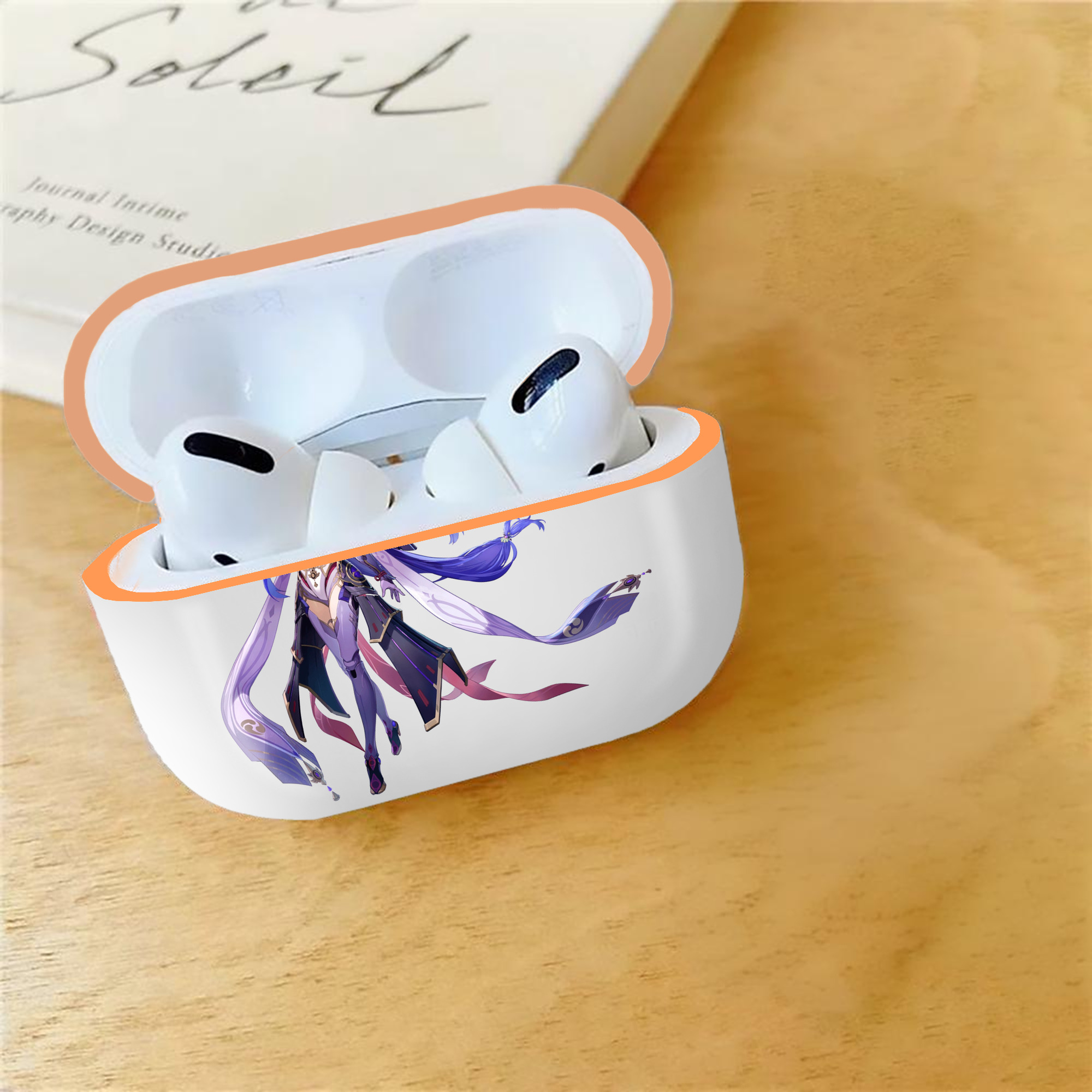 げんし神 雷電将軍 らいでんしょうぐん genshin Raiden Shogun 【AirPods Pro用】ハードシェル保護ケース｜耐衝撃・防指紋・カラビナ付き商品仕様