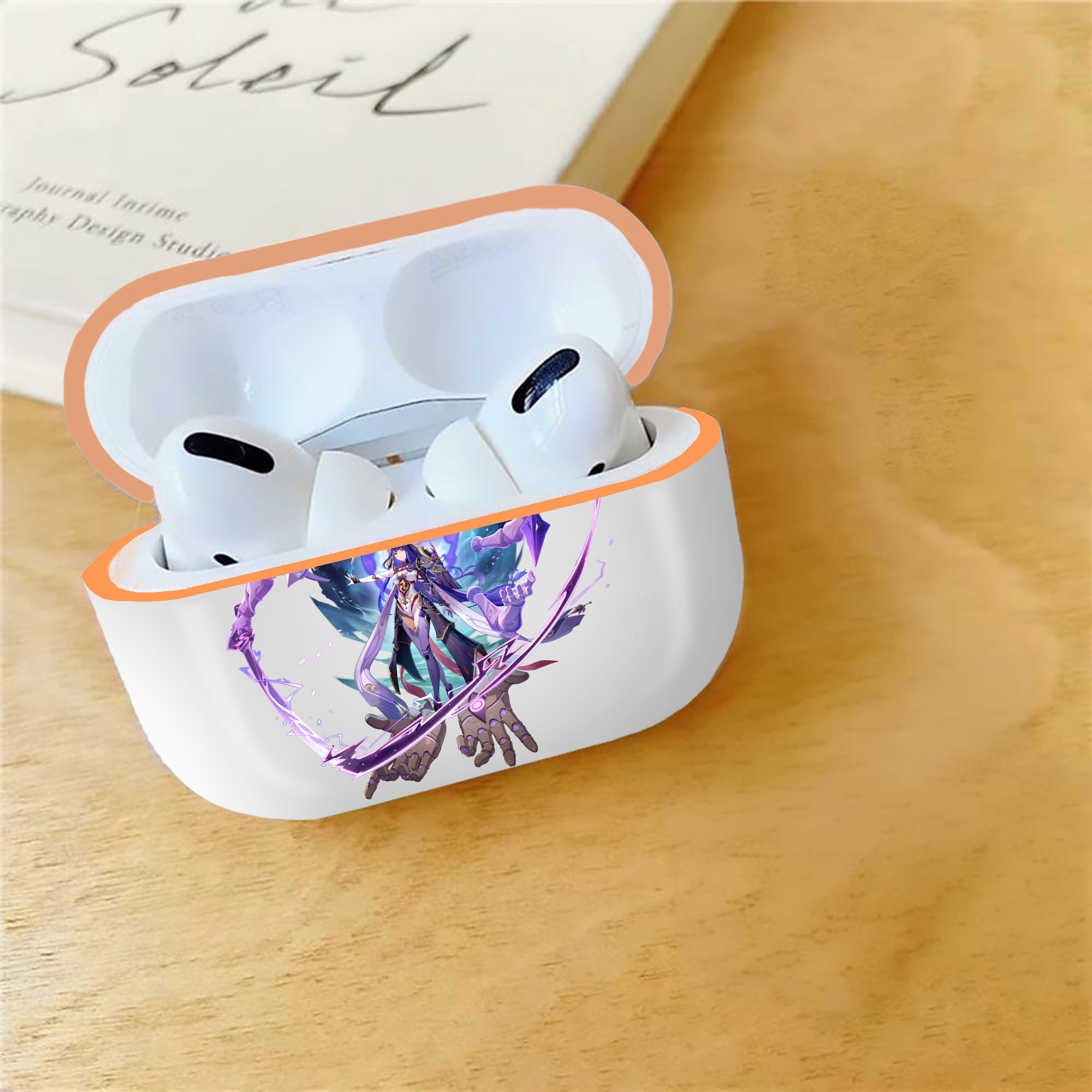 げんし神 雷電将軍 らいでんしょうぐん genshin Raiden Shogun 【AirPods Pro用】ハードシェル保護ケース｜耐衝撃・防指紋・カラビナ付き商品仕様