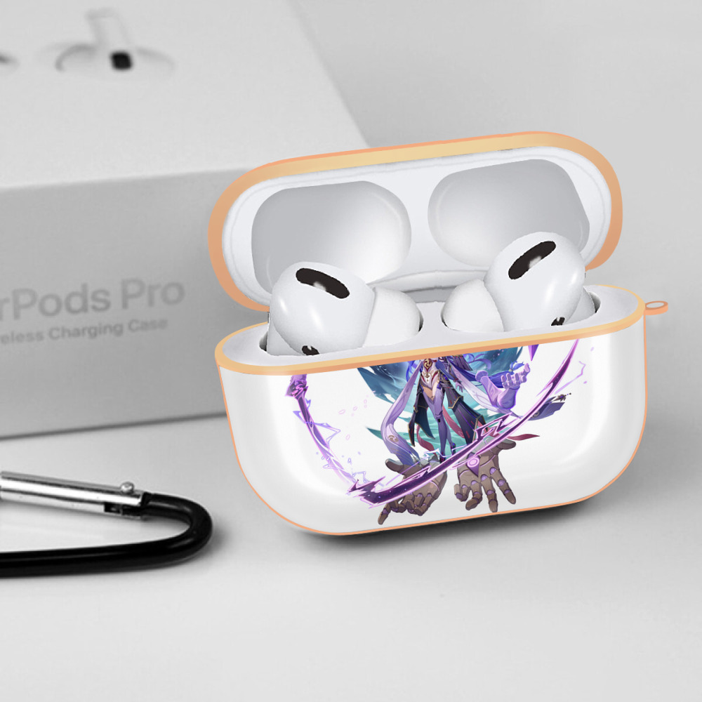 げんし神 雷電将軍 らいでんしょうぐん genshin Raiden Shogun 【AirPods Pro用】ハードシェル保護ケース｜耐衝撃・防指紋・カラビナ付き商品仕様