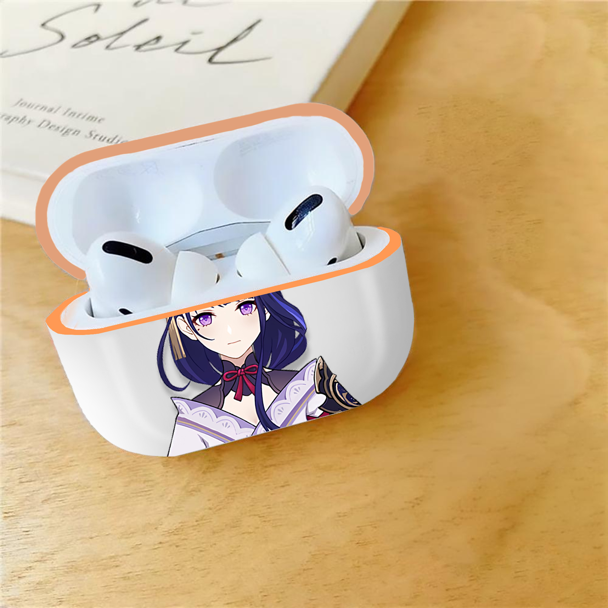 げんし神 雷電将軍 らいでんしょうぐん genshin Raiden Shogun 【AirPods Pro用】ハードシェル保護ケース｜耐衝撃・防指紋・カラビナ付き商品仕様