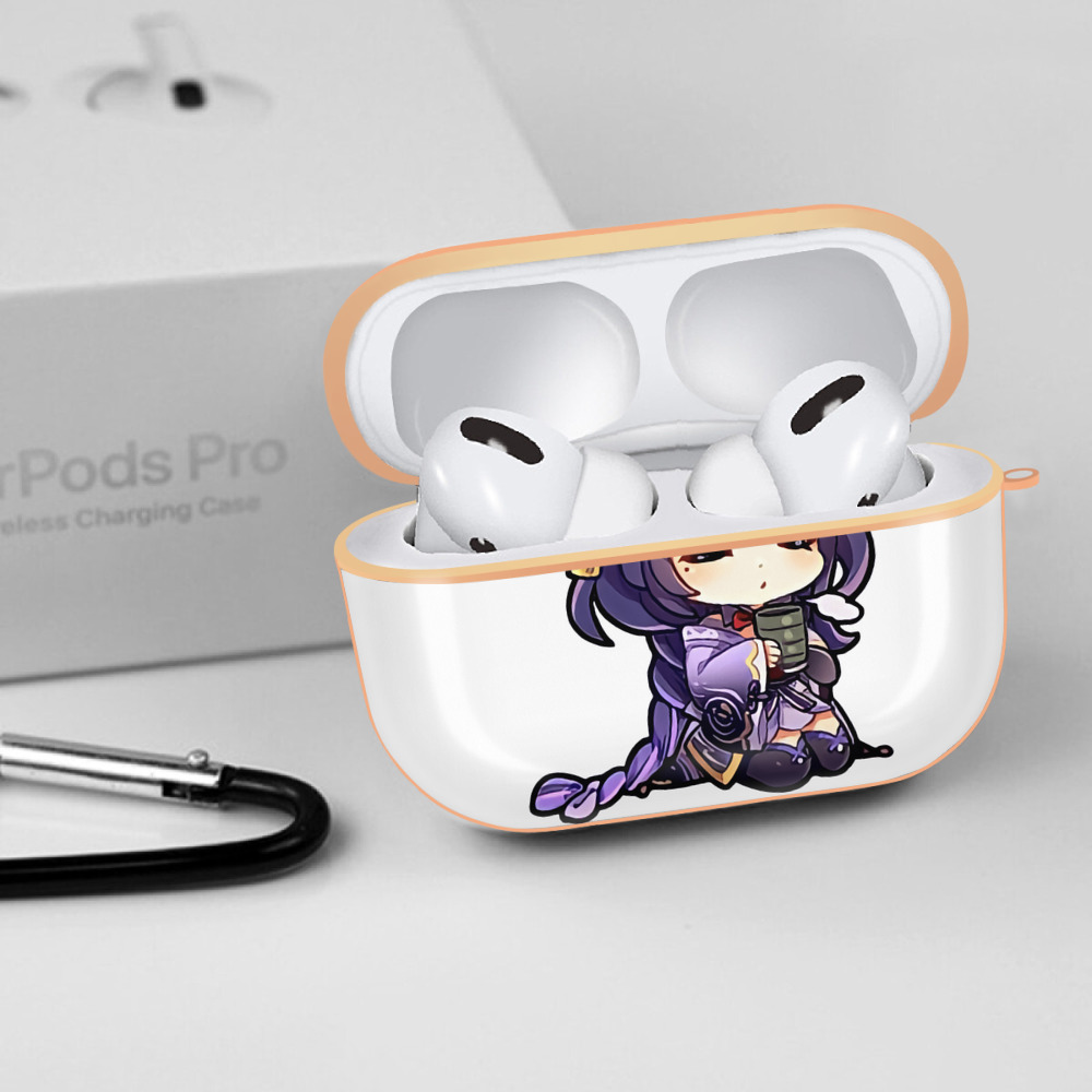 げんし神 雷電将軍 らいでんしょうぐん genshin Raiden Shogun 【AirPods Pro用】ハードシェル保護ケース｜耐衝撃・防指紋・カラビナ付き商品仕様