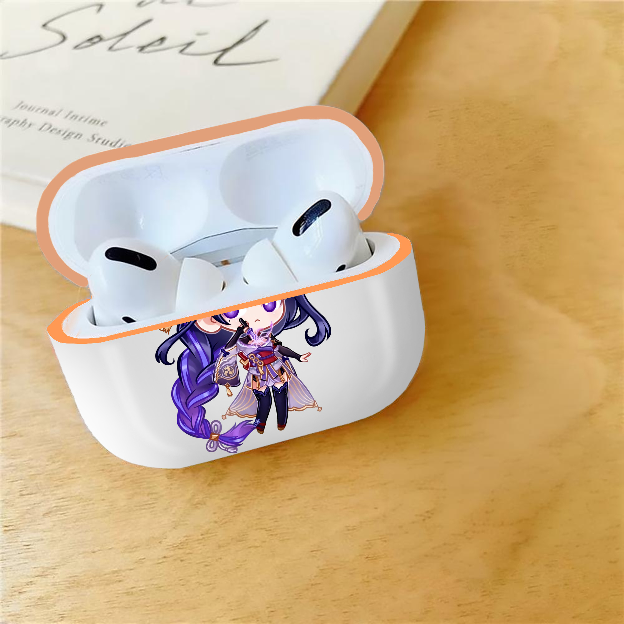 げんし神 雷電将軍 らいでんしょうぐん genshin Raiden Shogun 【AirPods Pro用】ハードシェル保護ケース｜耐衝撃・防指紋・カラビナ付き商品仕様