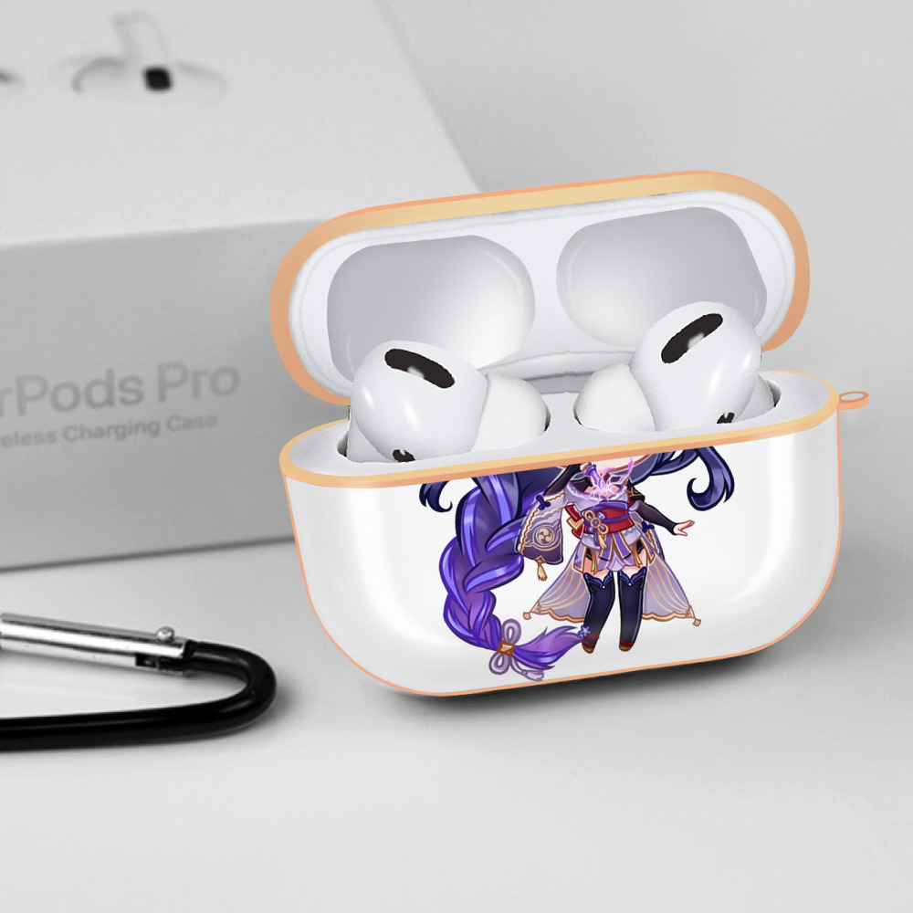 げんし神 雷電将軍 らいでんしょうぐん genshin Raiden Shogun 【AirPods Pro用】ハードシェル保護ケース｜耐衝撃・防指紋・カラビナ付き商品仕様