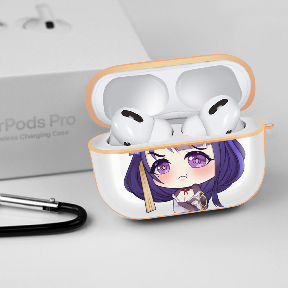 げんし神 雷電将軍 らいでんしょうぐん genshin Raiden Shogun 【AirPods Pro用】ハードシェル保護ケース｜耐衝撃・防指紋・カラビナ付き商品仕様