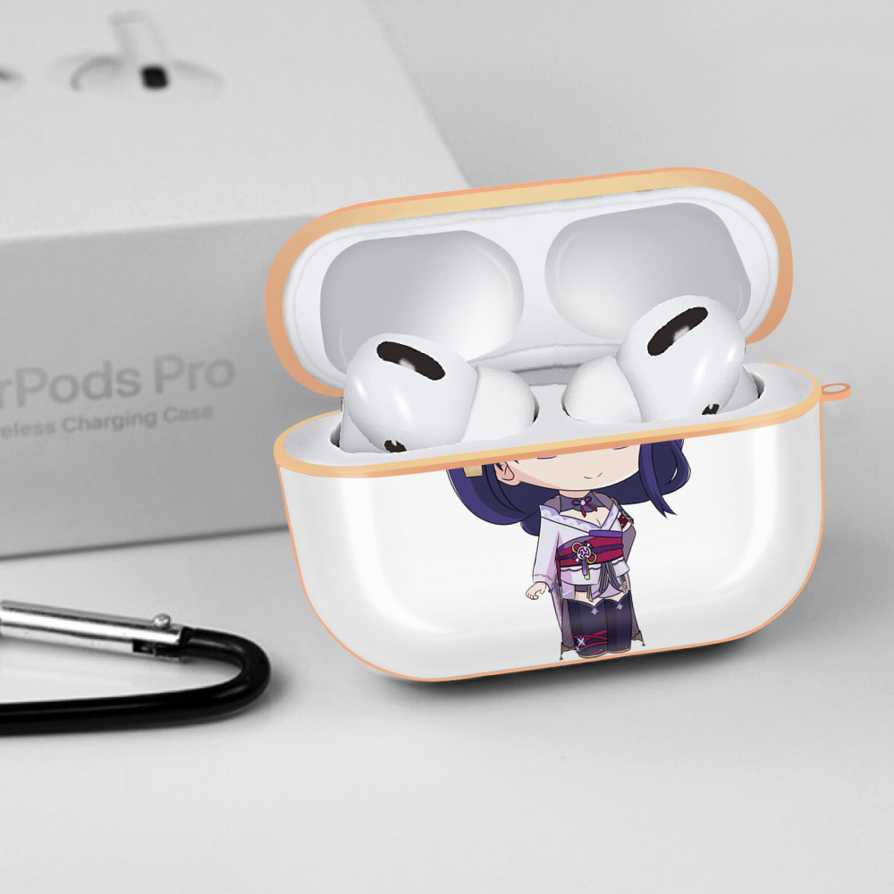 げんし神 雷電将軍 らいでんしょうぐん genshin Raiden Shogun 【AirPods Pro用】ハードシェル保護ケース｜耐衝撃・防指紋・カラビナ付き商品仕様