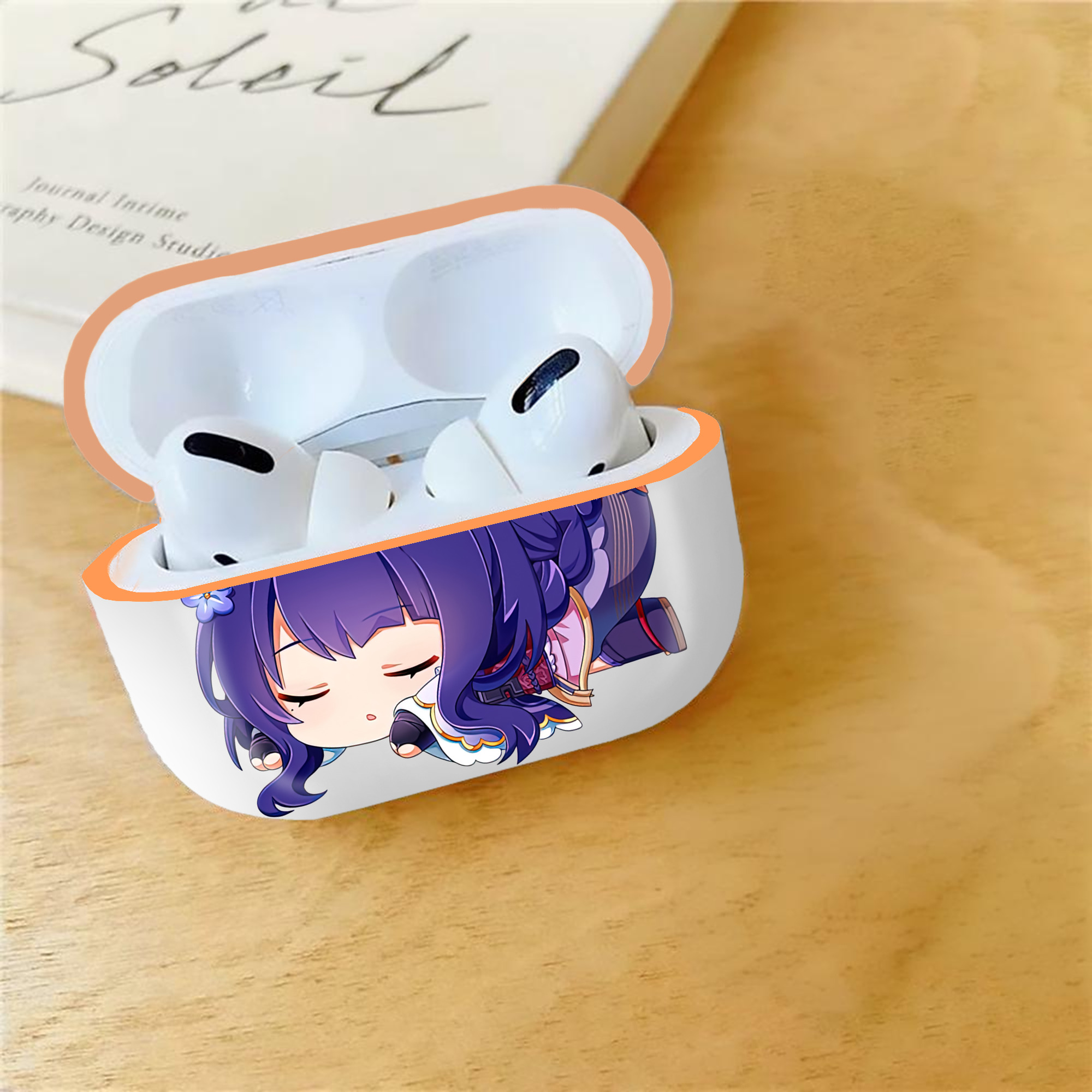 げんし神 雷電将軍 らいでんしょうぐん genshin Raiden Shogun 【AirPods Pro用】ハードシェル保護ケース｜耐衝撃・防指紋・カラビナ付き商品仕様