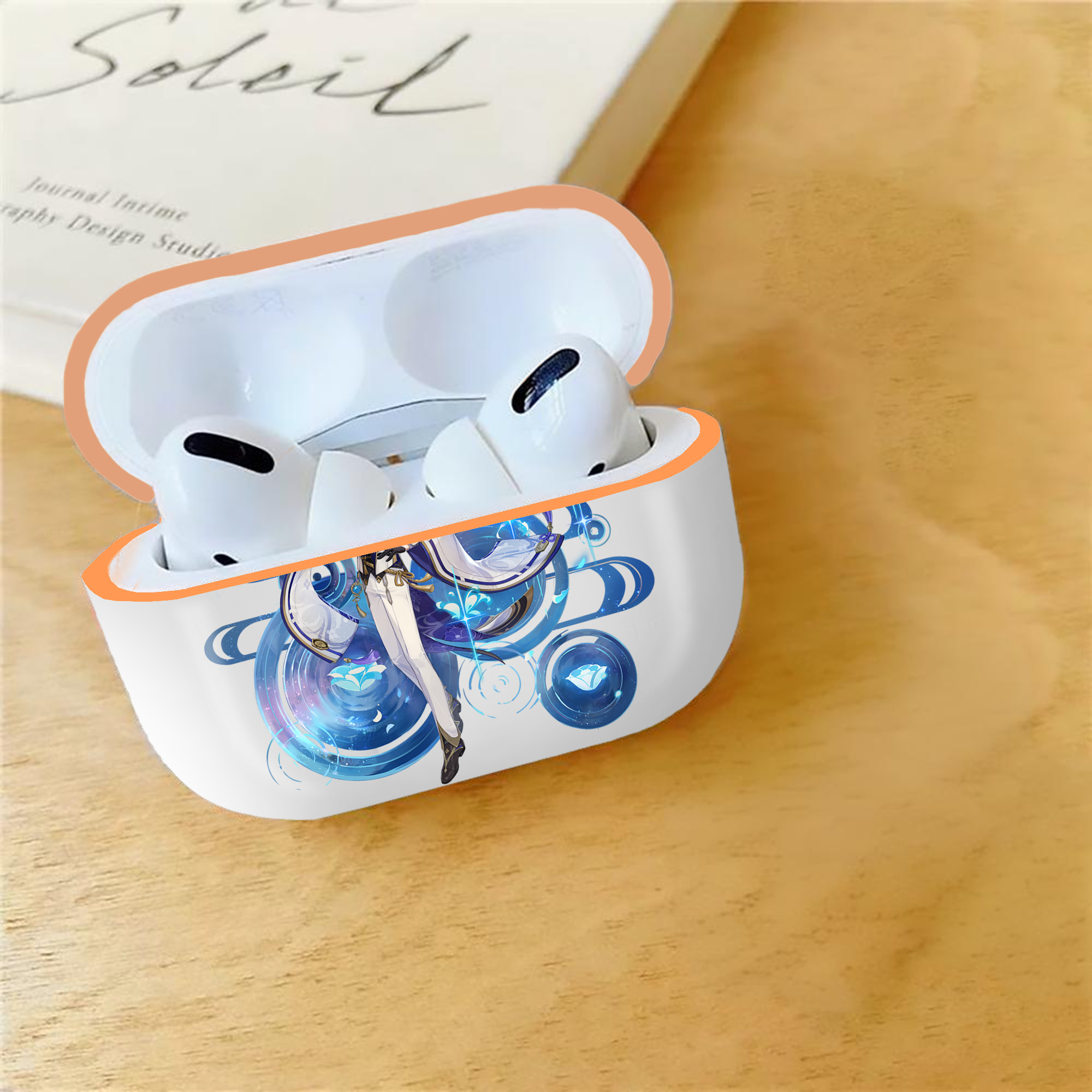 げんし神 神里綾人 かみさとあやと genshin Kamisato Ayato 【AirPods Pro用】ハードシェル保護ケース｜耐衝撃・防指紋・カラビナ付き商品仕様