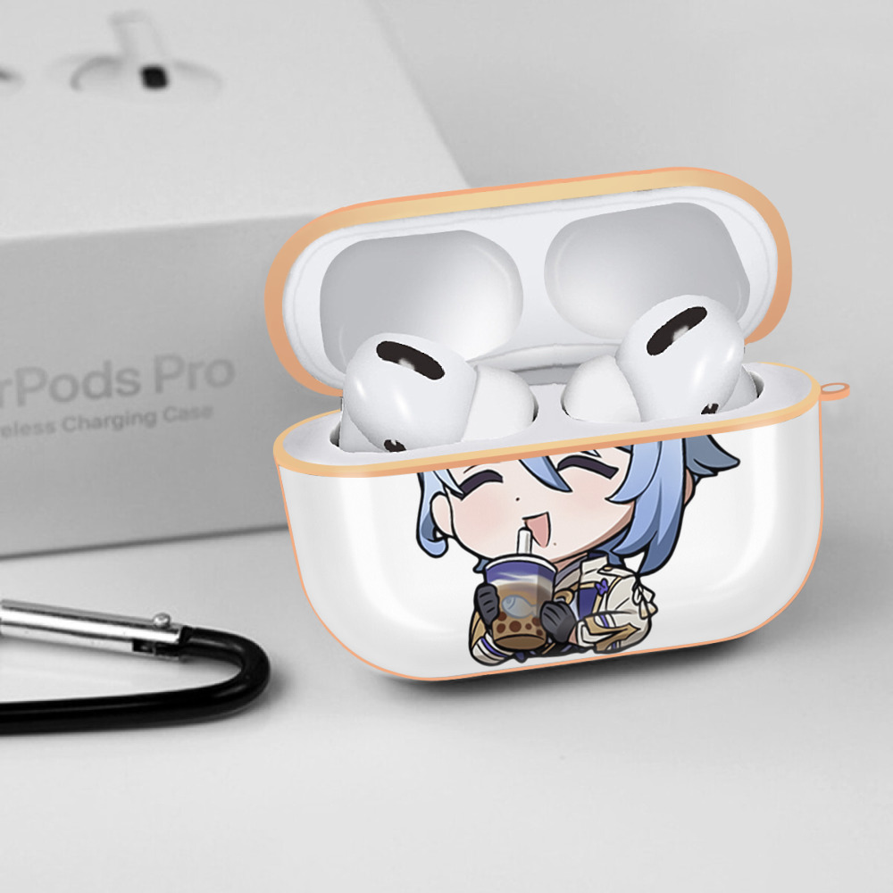 げんし神 神里綾人 かみさとあやと genshin Kamisato Ayato 【AirPods Pro用】ハードシェル保護ケース｜耐衝撃・防指紋・カラビナ付き商品仕様