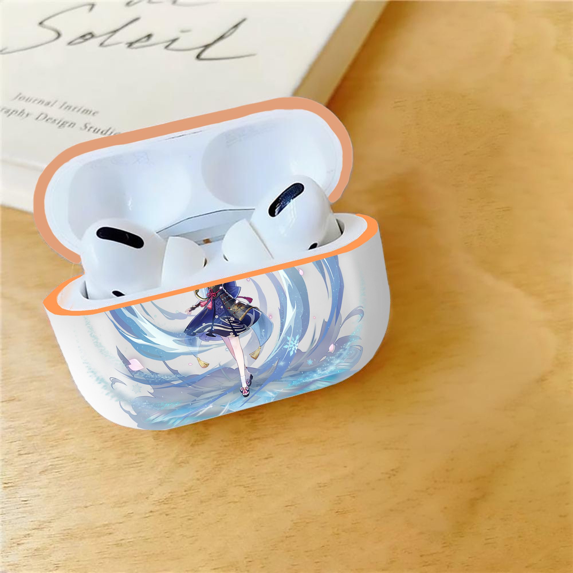 げんし神 神里綾華 神宮寺レン genshin Kamimiya Ren 【AirPods Pro用】ハードシェル保護ケース｜耐衝撃・防指紋・カラビナ付き商品仕様