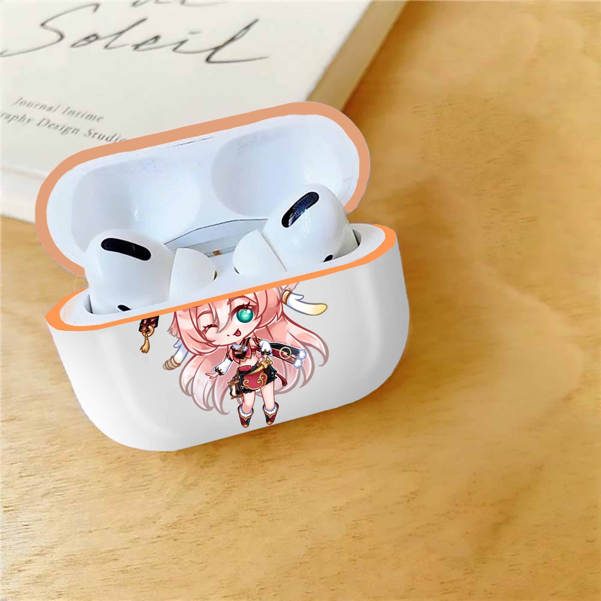 げんし神 ヤンフェイ genshin Yanfei 【AirPods Pro用】ハードシェル保護ケース｜耐衝撃・防指紋・カラビナ付き商品仕様