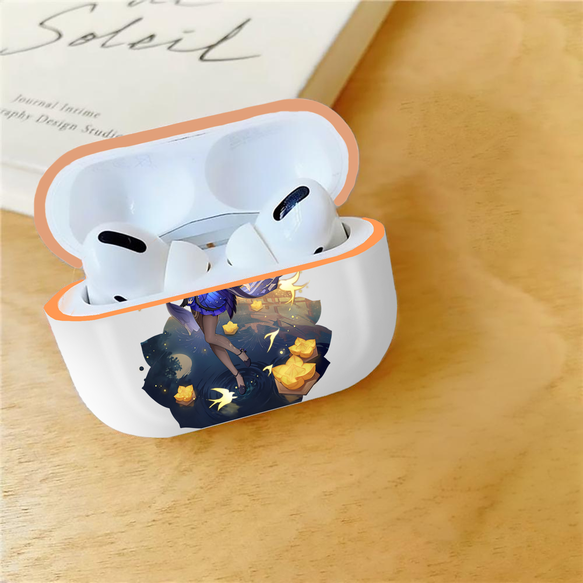 げんし神 刻晴 こくせい genshin Kokusei 【AirPods Pro用】ハードシェル保護ケース｜耐衝撃・防指紋・カラビナ付き商品仕様