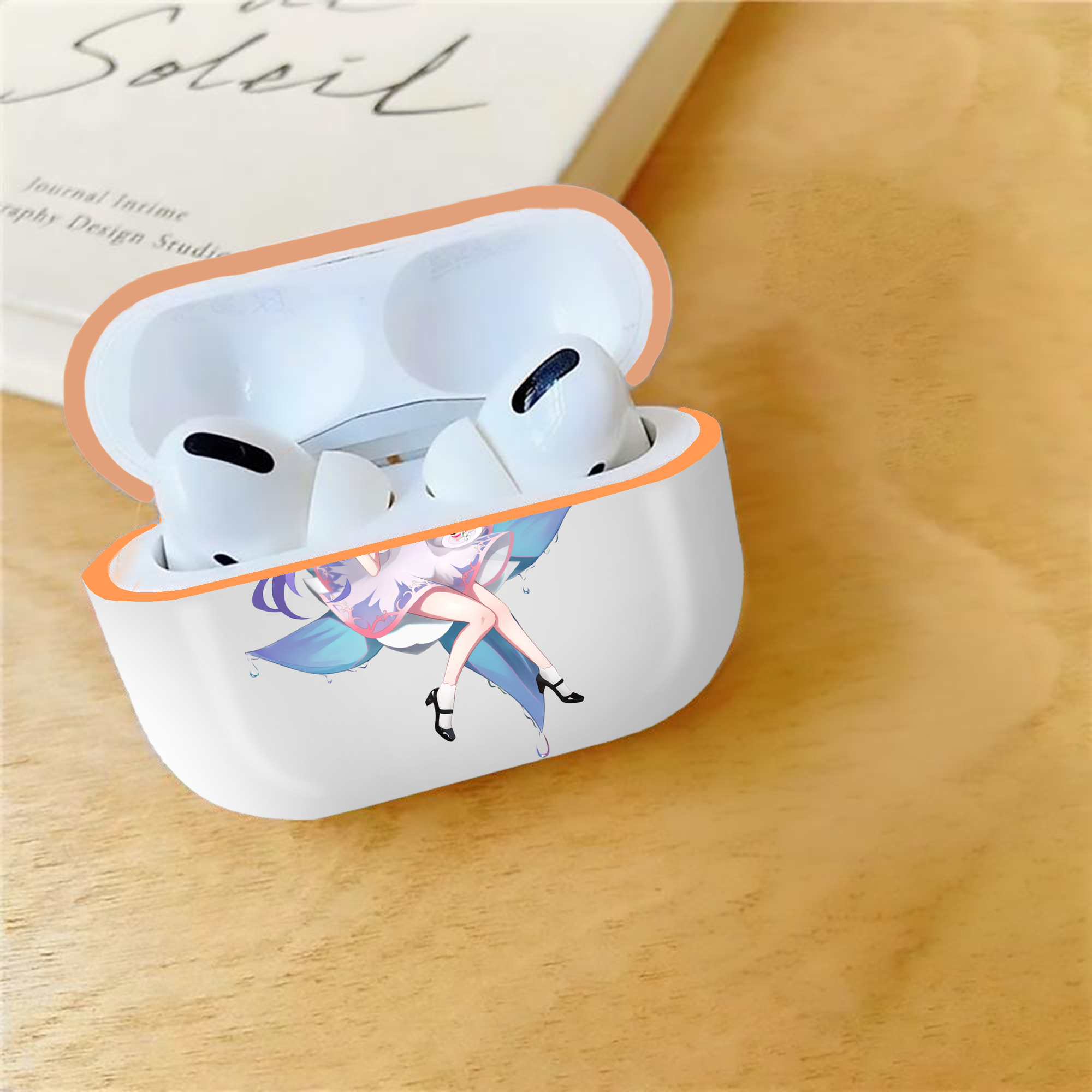 げんし神 甘雨 かんう genshin Ganyu 【AirPods Pro用】ハードシェル保護ケース｜耐衝撃・防指紋・カラビナ付き商品仕様