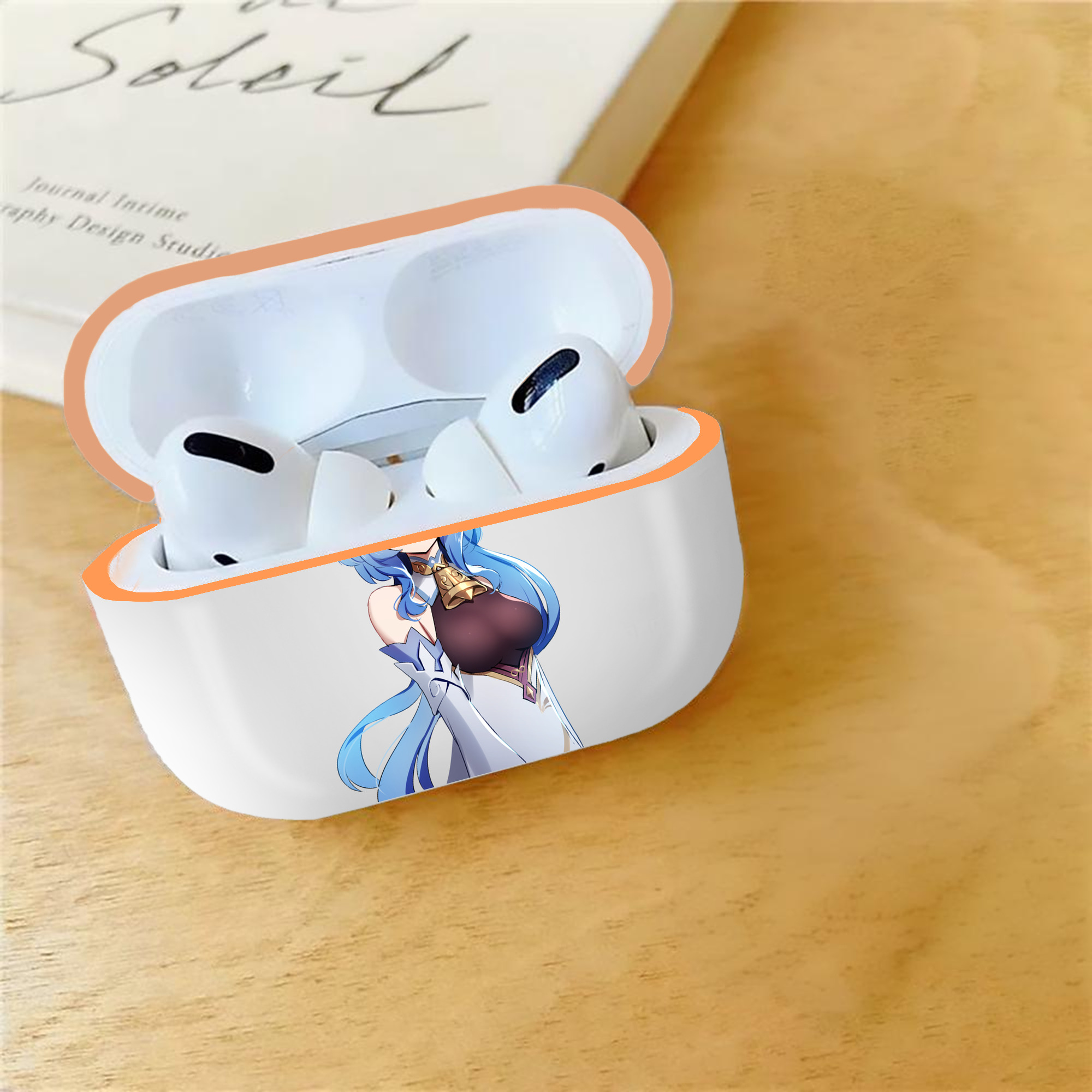 げんし神 甘雨 かんう genshin Ganyu 【AirPods Pro用】ハードシェル保護ケース｜耐衝撃・防指紋・カラビナ付き商品仕様