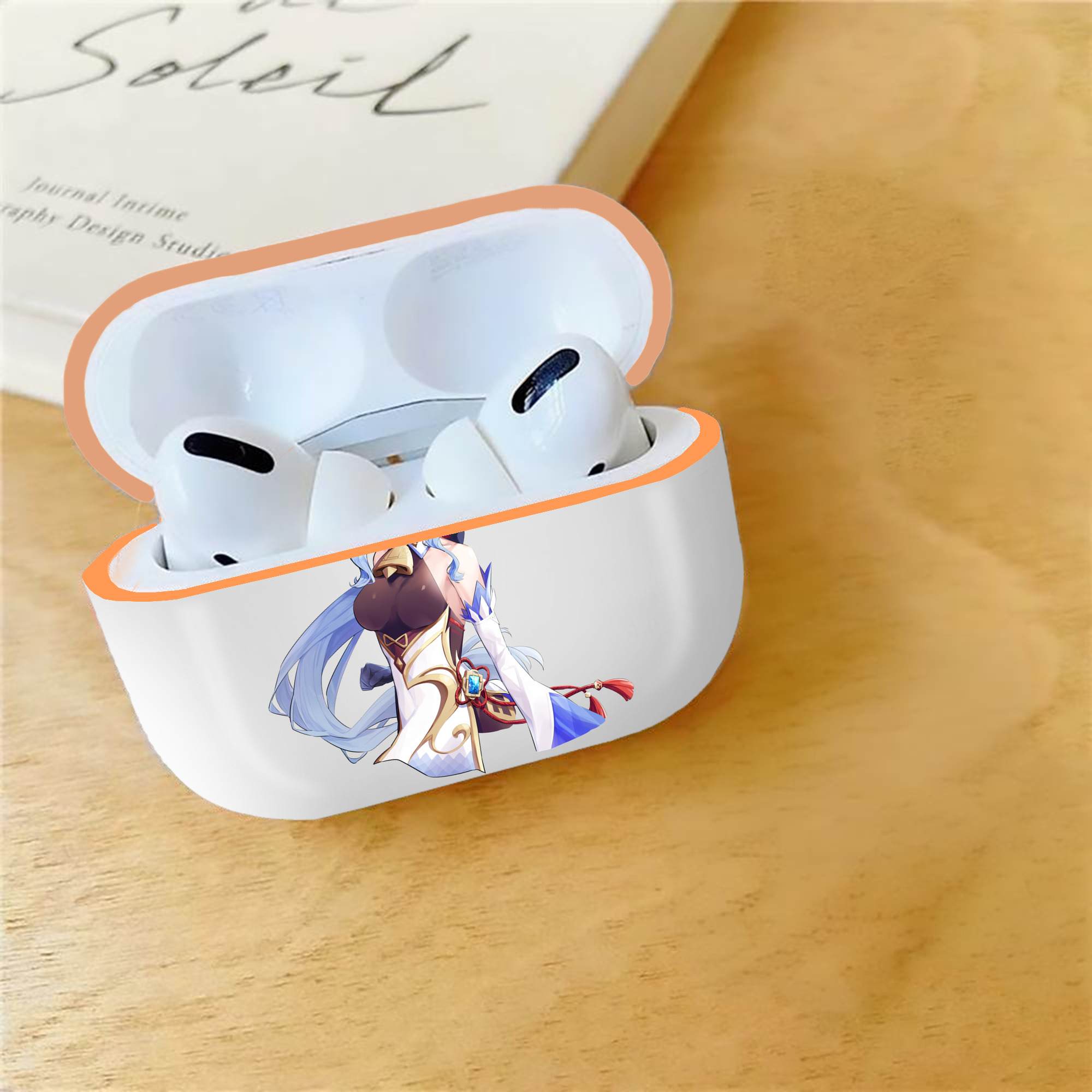 げんし神 甘雨 かんう genshin Ganyu 【AirPods Pro用】ハードシェル保護ケース｜耐衝撃・防指紋・カラビナ付き商品仕様