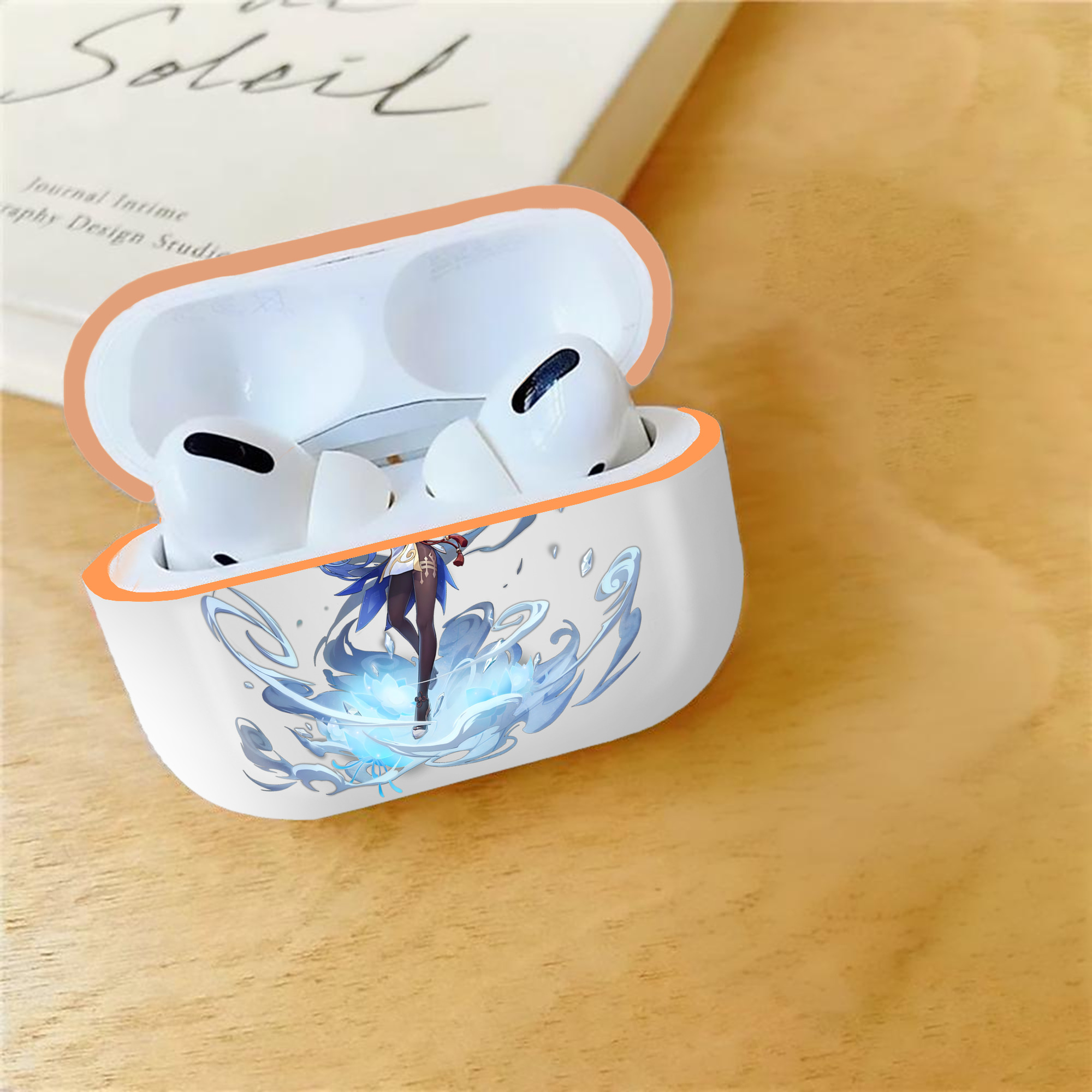 げんし神 甘雨 かんう genshin Ganyu 【AirPods Pro用】ハードシェル保護ケース｜耐衝撃・防指紋・カラビナ付き商品仕様