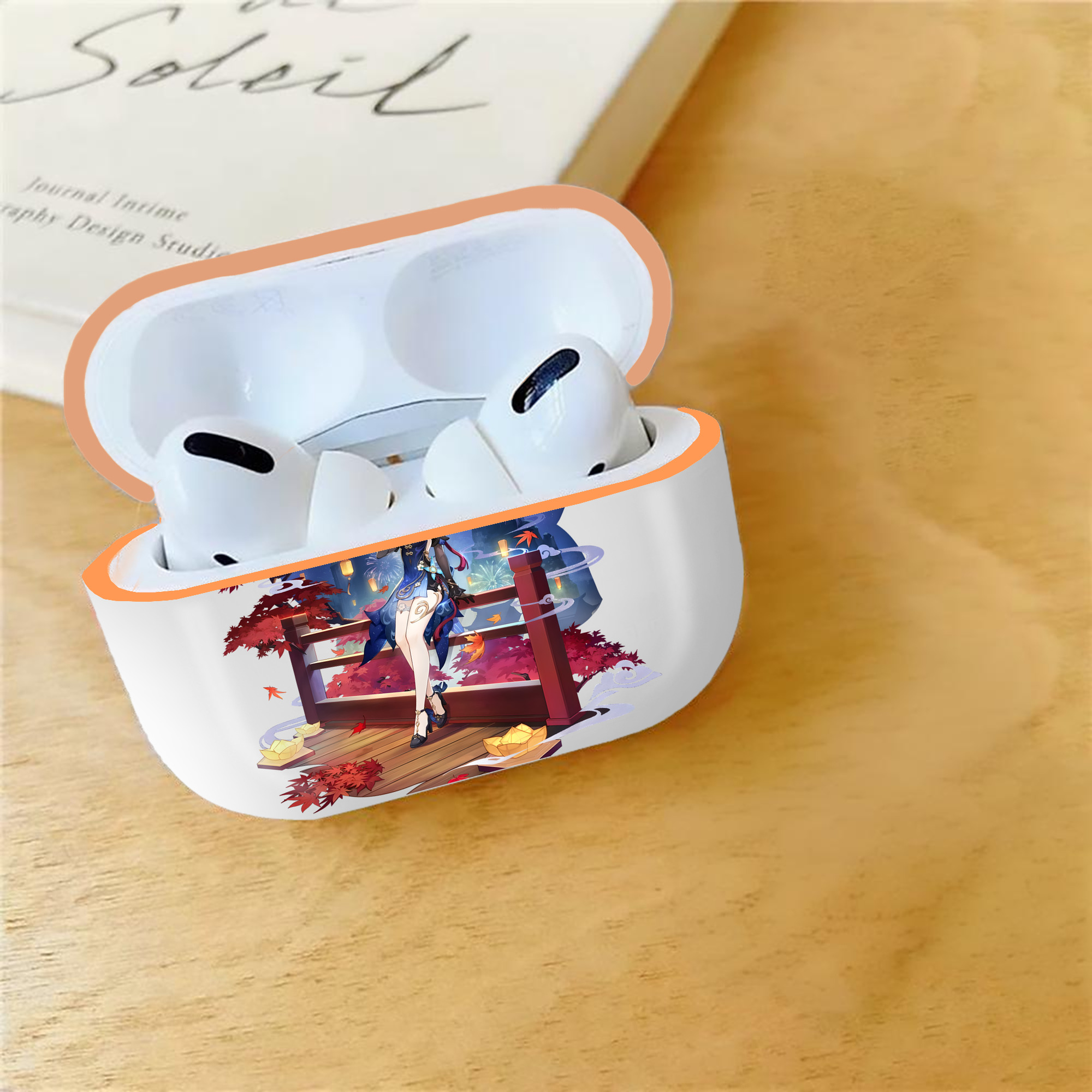 げんし神 甘雨 かんう genshin Ganyu 【AirPods Pro用】ハードシェル保護ケース｜耐衝撃・防指紋・カラビナ付き商品仕様