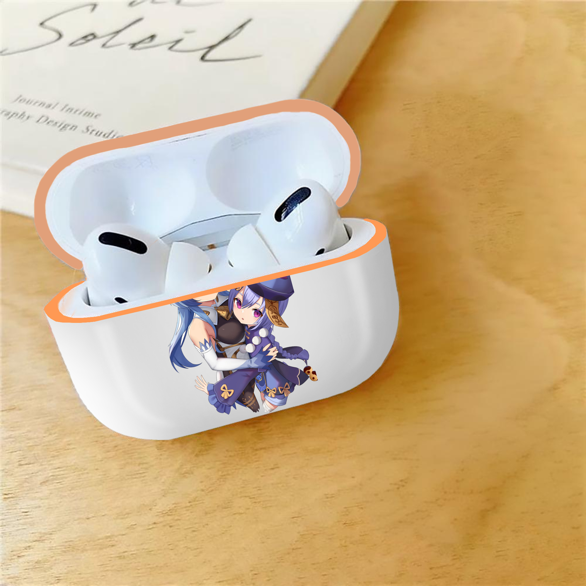 げんし神 甘雨 かんう genshin Ganyu 【AirPods Pro用】ハードシェル保護ケース｜耐衝撃・防指紋・カラビナ付き商品仕様