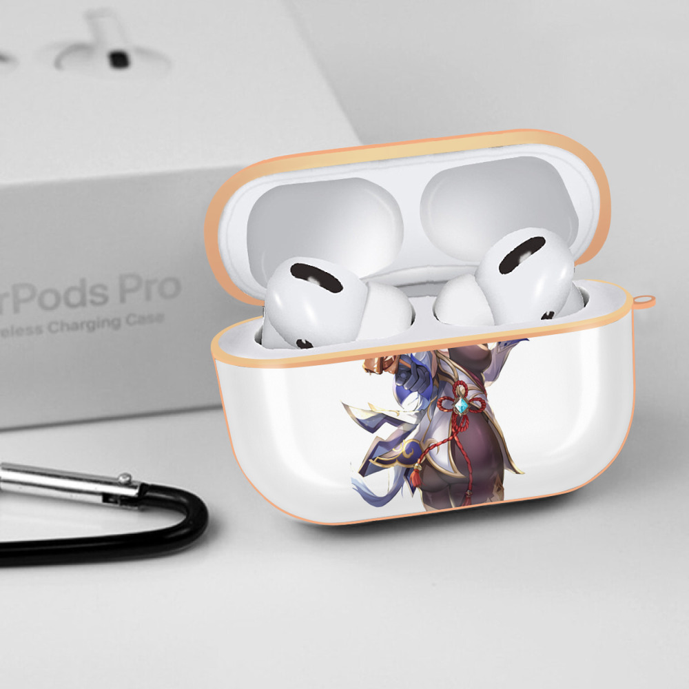 げんし神 甘雨 かんう genshin Ganyu 【AirPods Pro用】ハードシェル保護ケース｜耐衝撃・防指紋・カラビナ付き商品仕様
