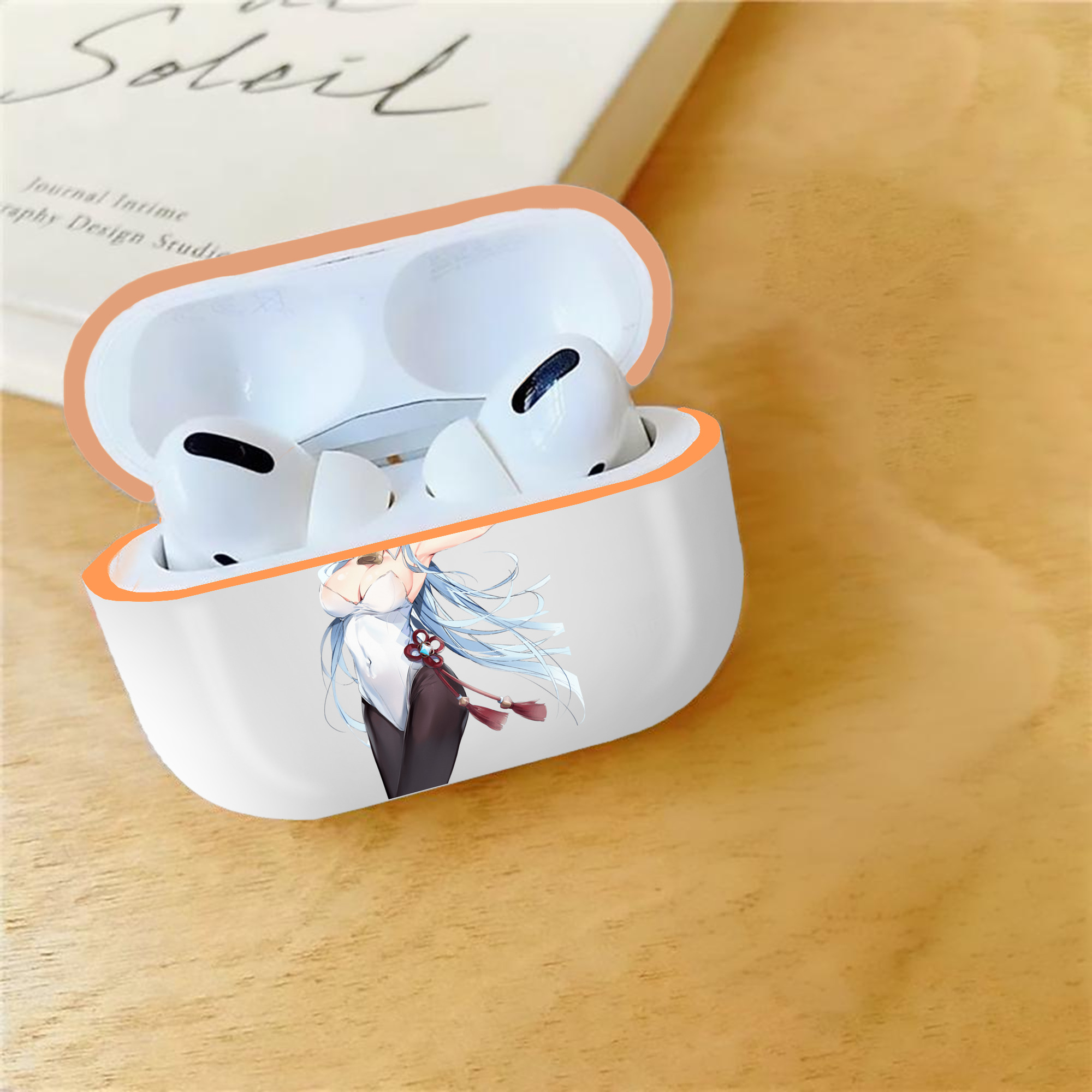 げんし神 甘雨 かんう genshin Ganyu 【AirPods Pro用】ハードシェル保護ケース｜耐衝撃・防指紋・カラビナ付き商品仕様