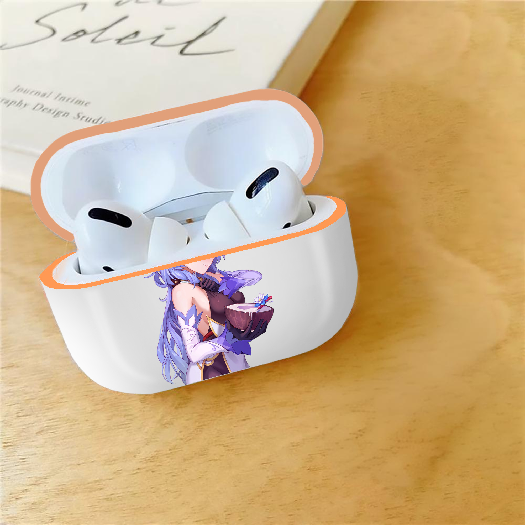 げんし神 甘雨 かんう genshin Ganyu 【AirPods Pro用】ハードシェル保護ケース｜耐衝撃・防指紋・カラビナ付き商品仕様