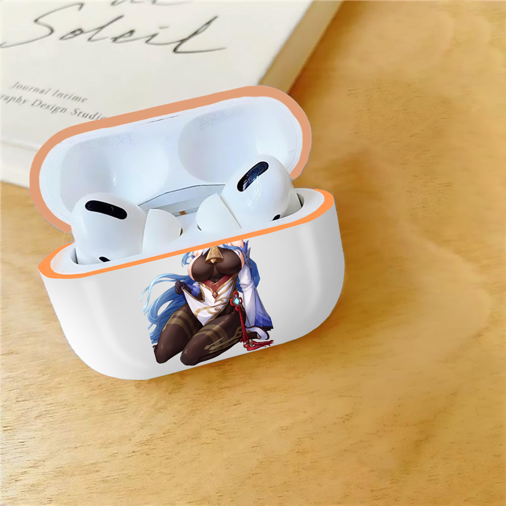 げんし神 甘雨 かんう genshin Ganyu 【AirPods Pro用】ハードシェル保護ケース｜耐衝撃・防指紋・カラビナ付き商品仕様